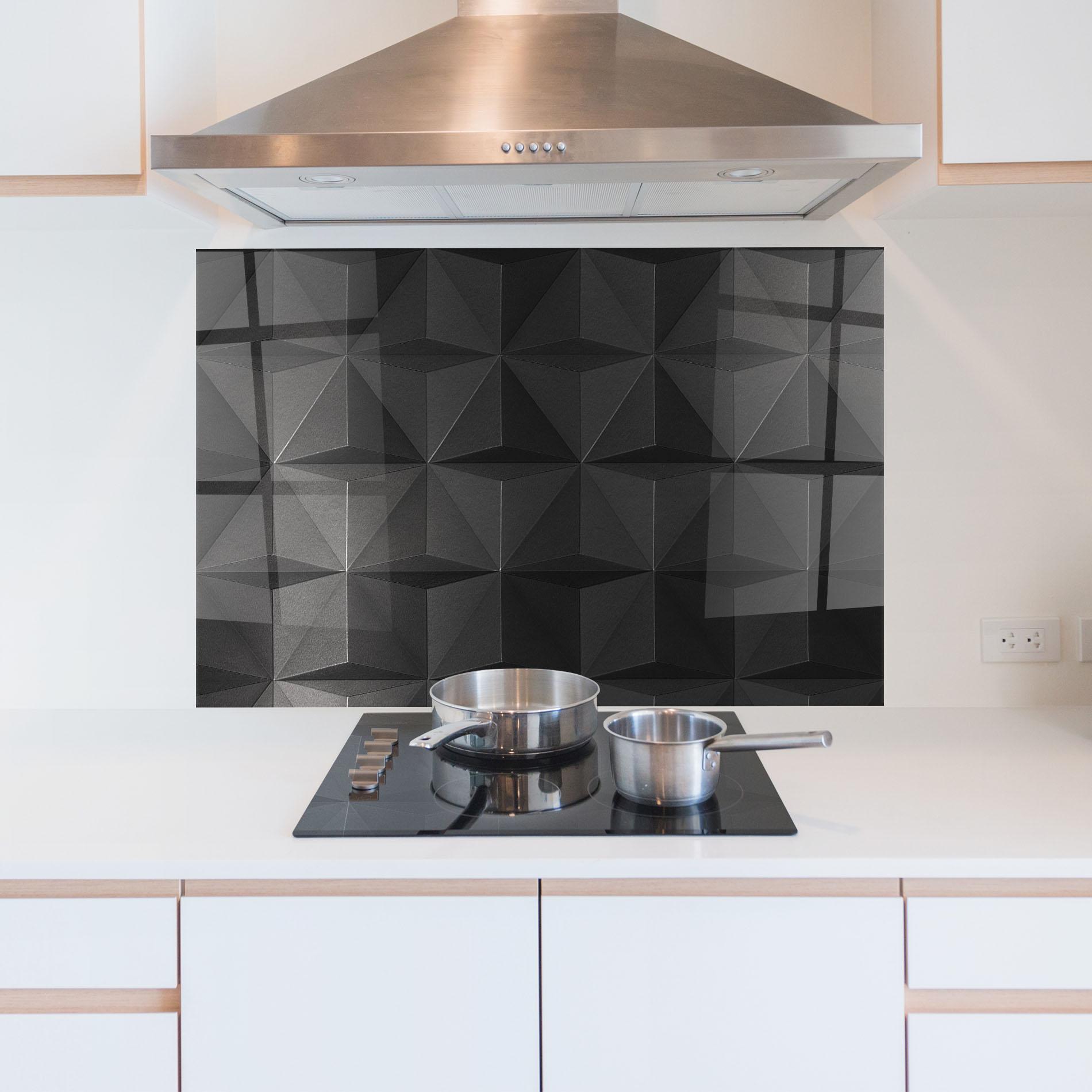 Küchenrückwand Glas Black Shade Triangle mockup 5