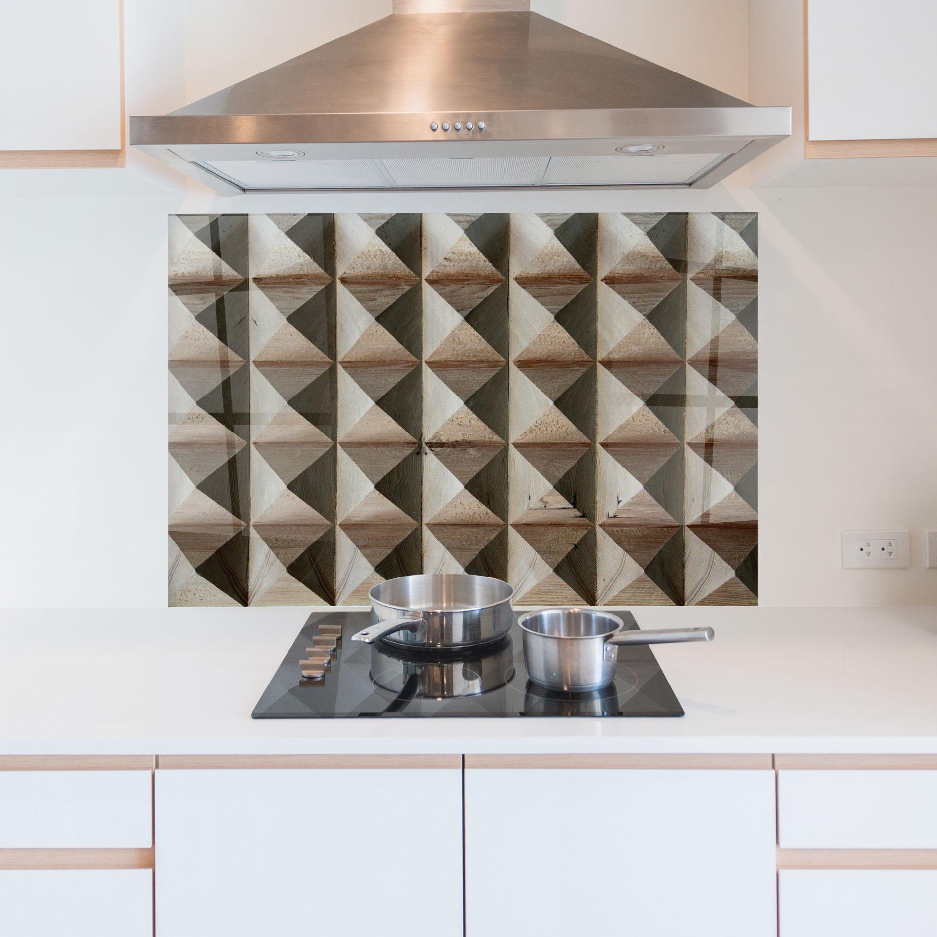 Küchenrückwand Glas Cream Pyramid mockup 5