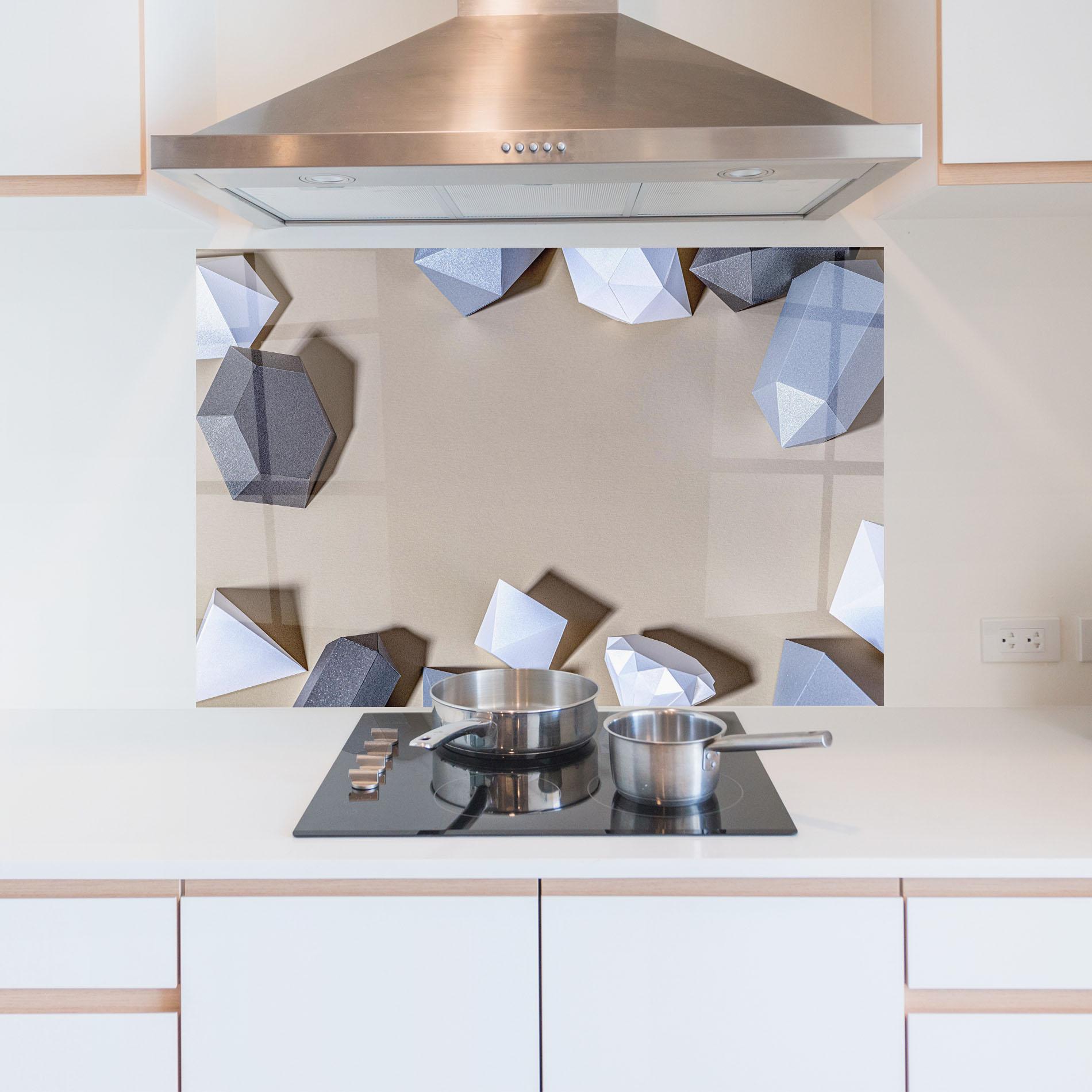 Küchenrückwand Glas Geometric 3d Shapes mockup 5