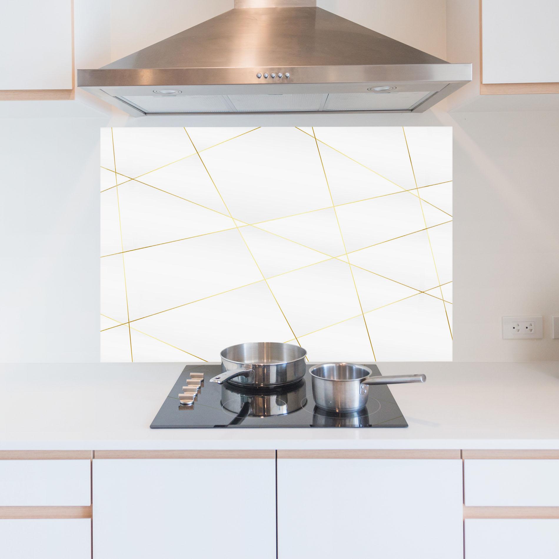Küchenrückwand Glas Golden Line White mockup 5