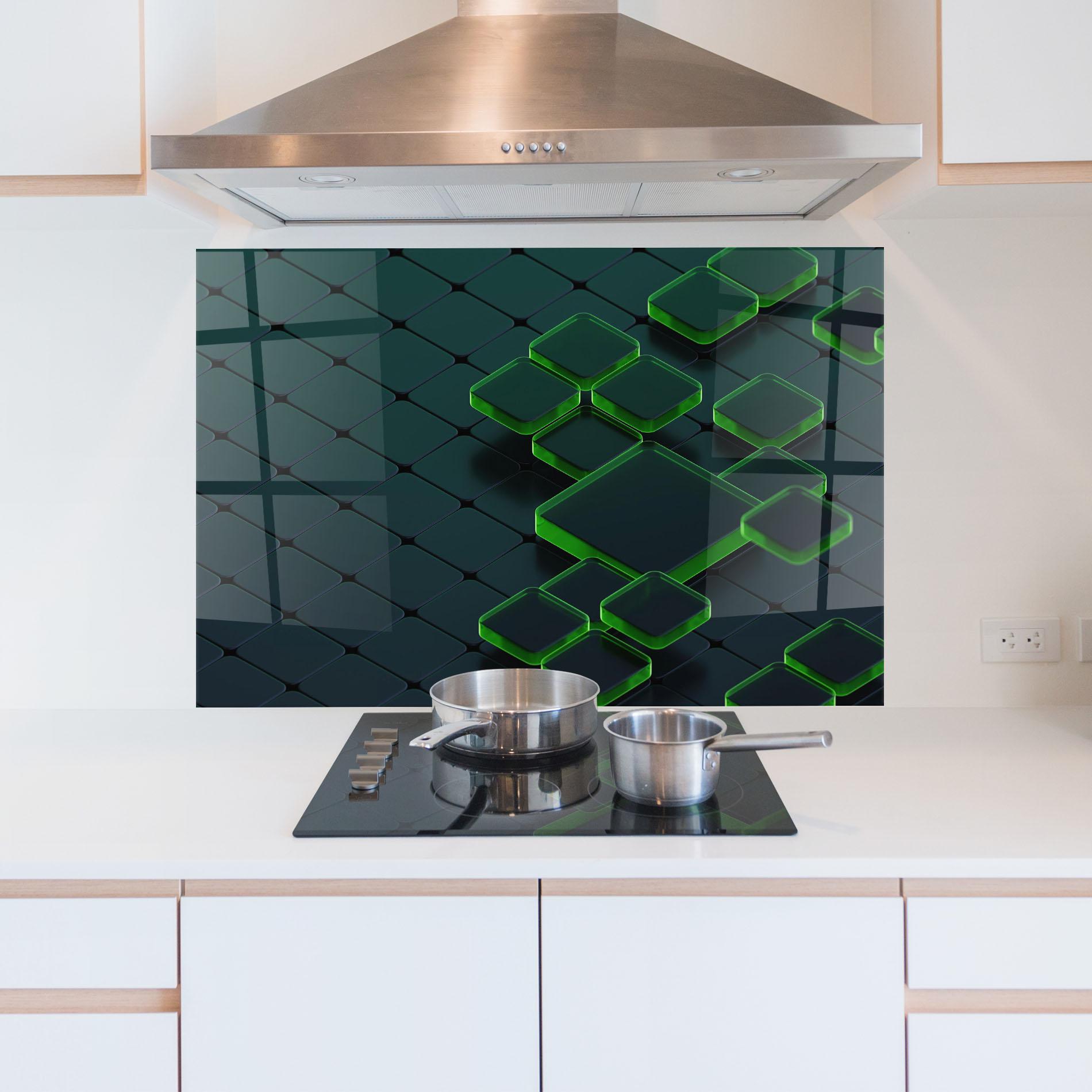 Küchenrückwand Glas Green Square Floating mockup 5