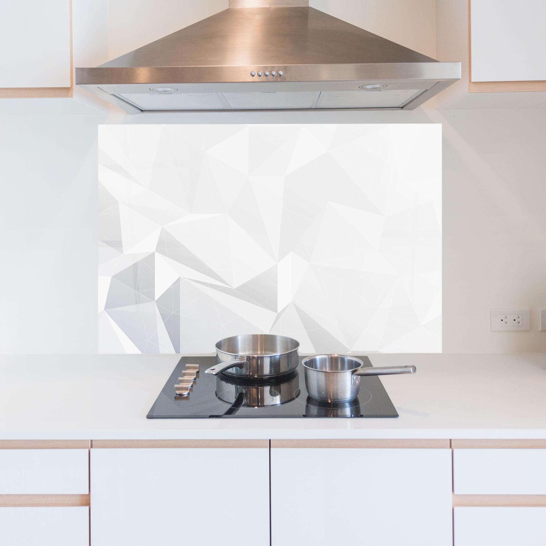 Küchenrückwand Glas Grey Triangle Shape mockup 5