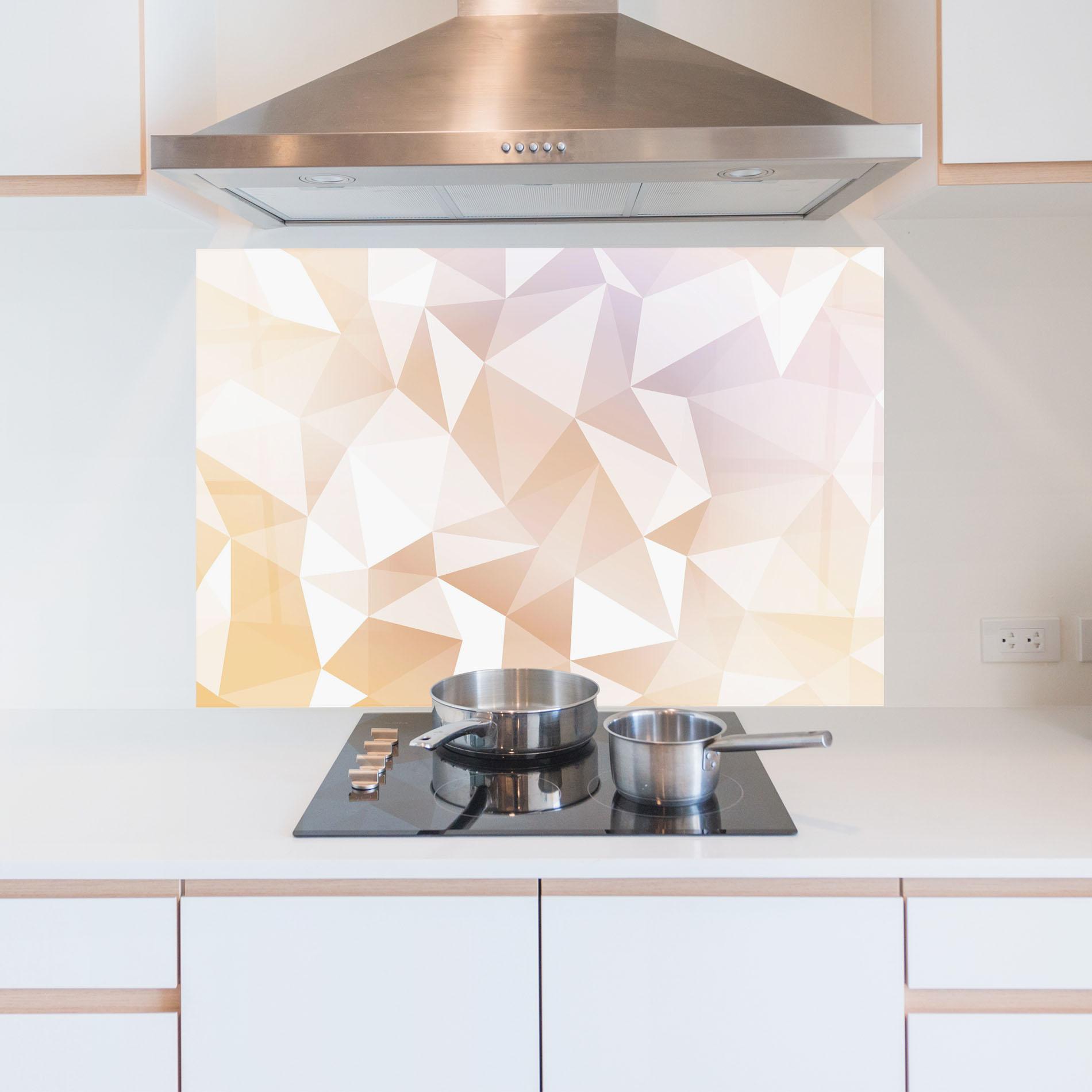 Küchenrückwand Glas Light Pink Triangle mockup 5