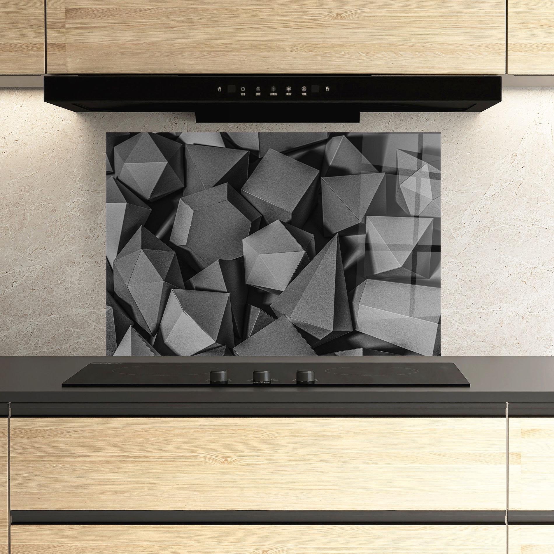 Küchenrückwand Glas Black Geometric Shapes mockup 3