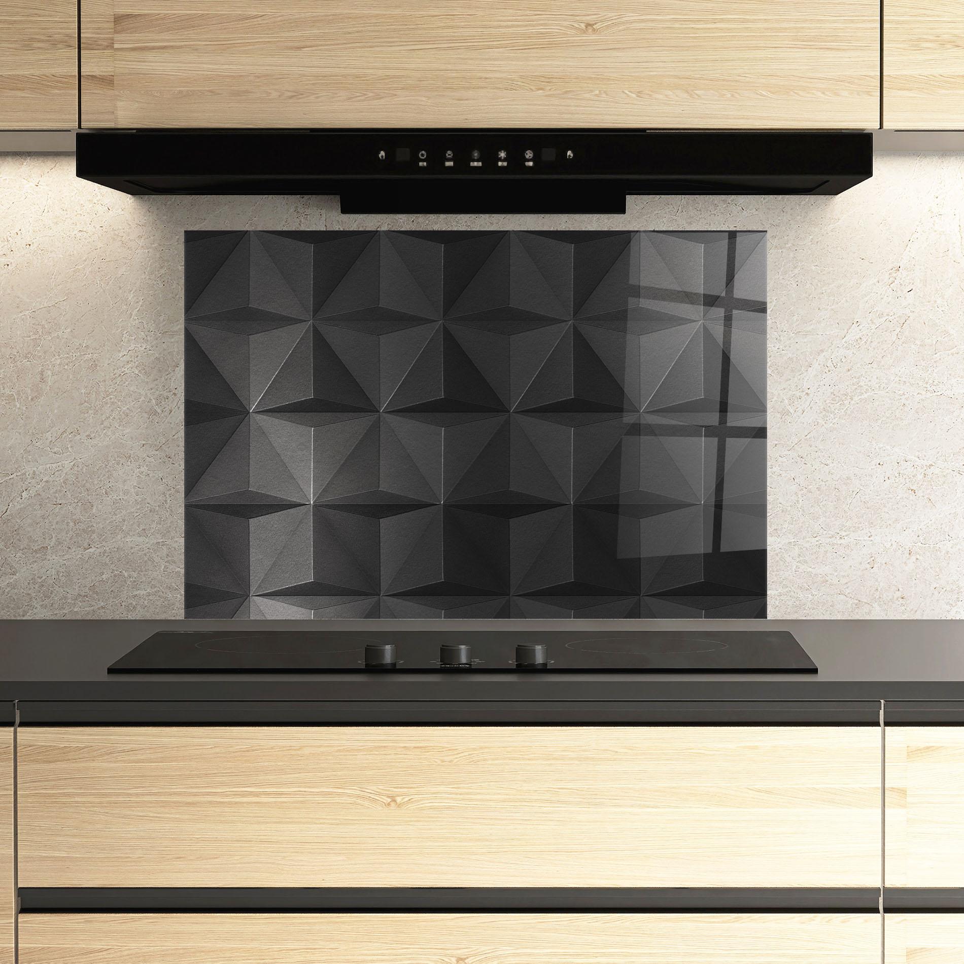 Küchenrückwand Glas Black Shade Triangle mockup 3