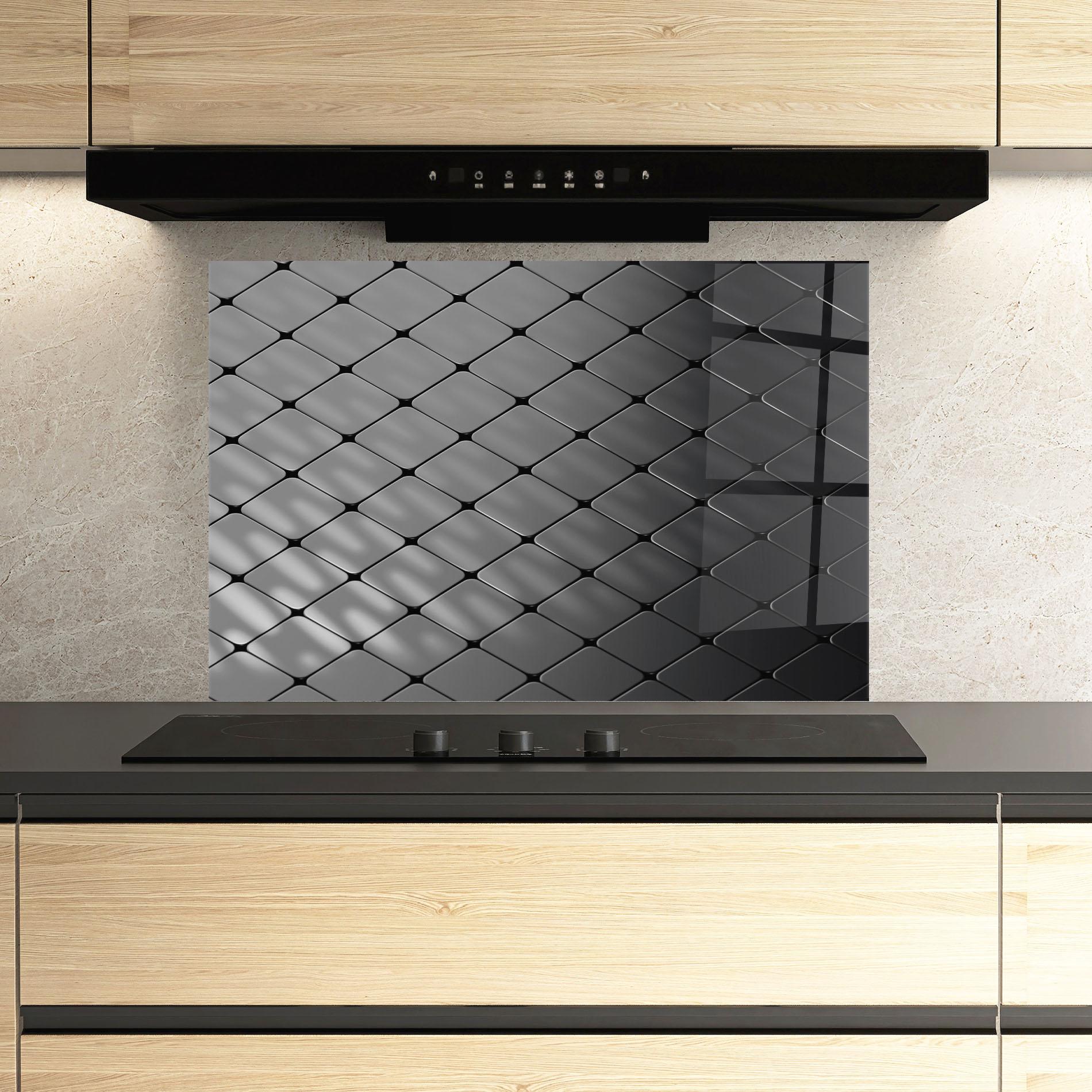 Küchenrückwand Glas Black Square Shapes mockup 3