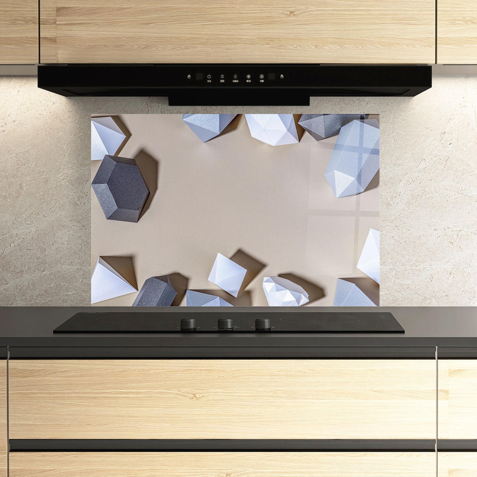 Küchenrückwand Glas Geometric 3d Shapes mockup 3