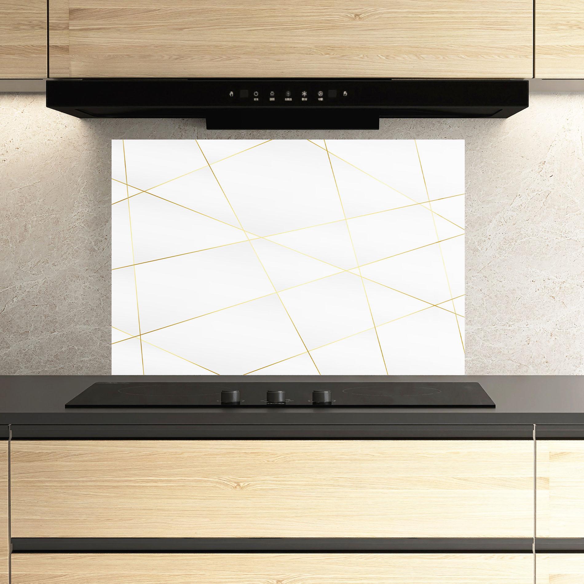 Küchenrückwand Glas Golden Line White mockup 3