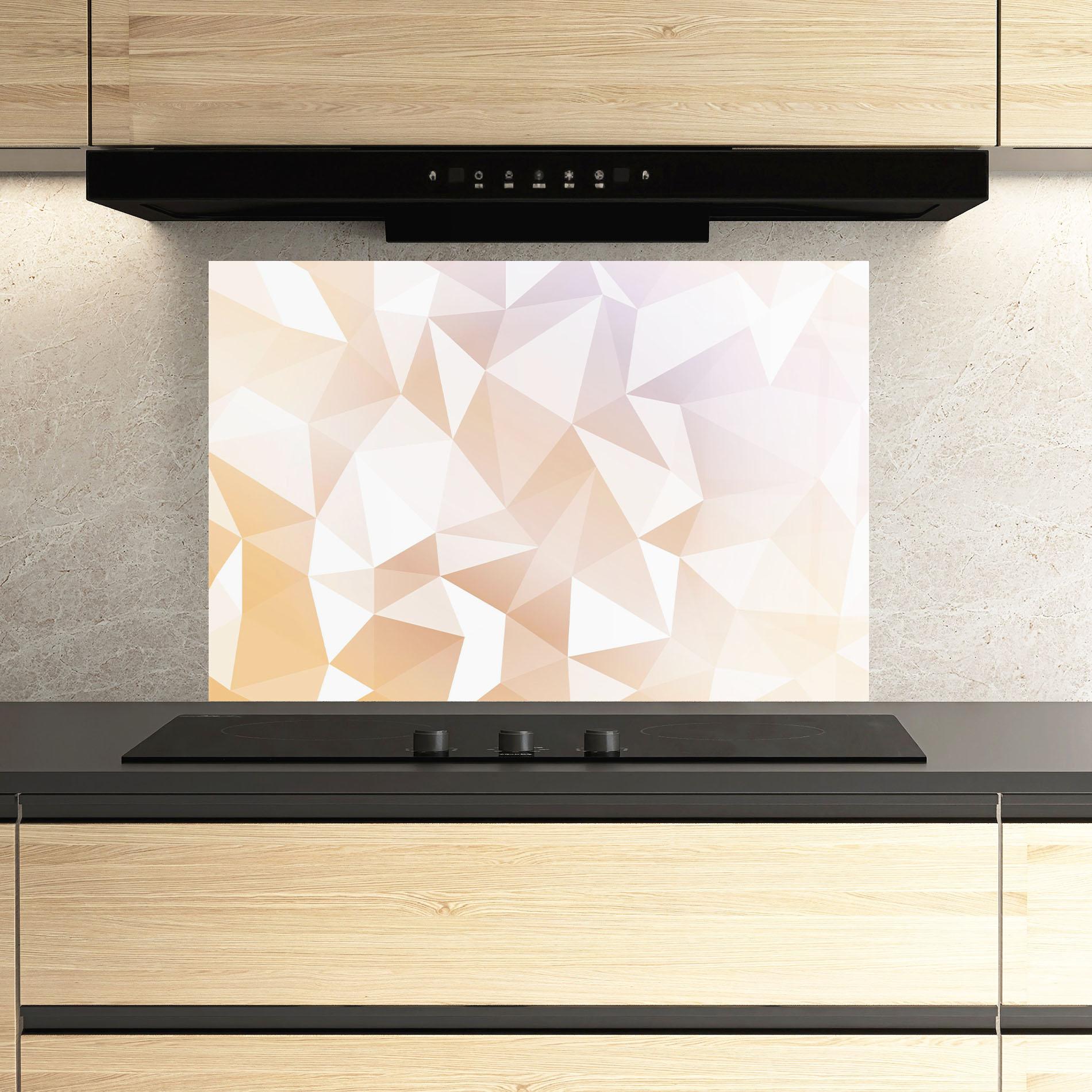 Küchenrückwand Glas Light Pink Triangle mockup 3