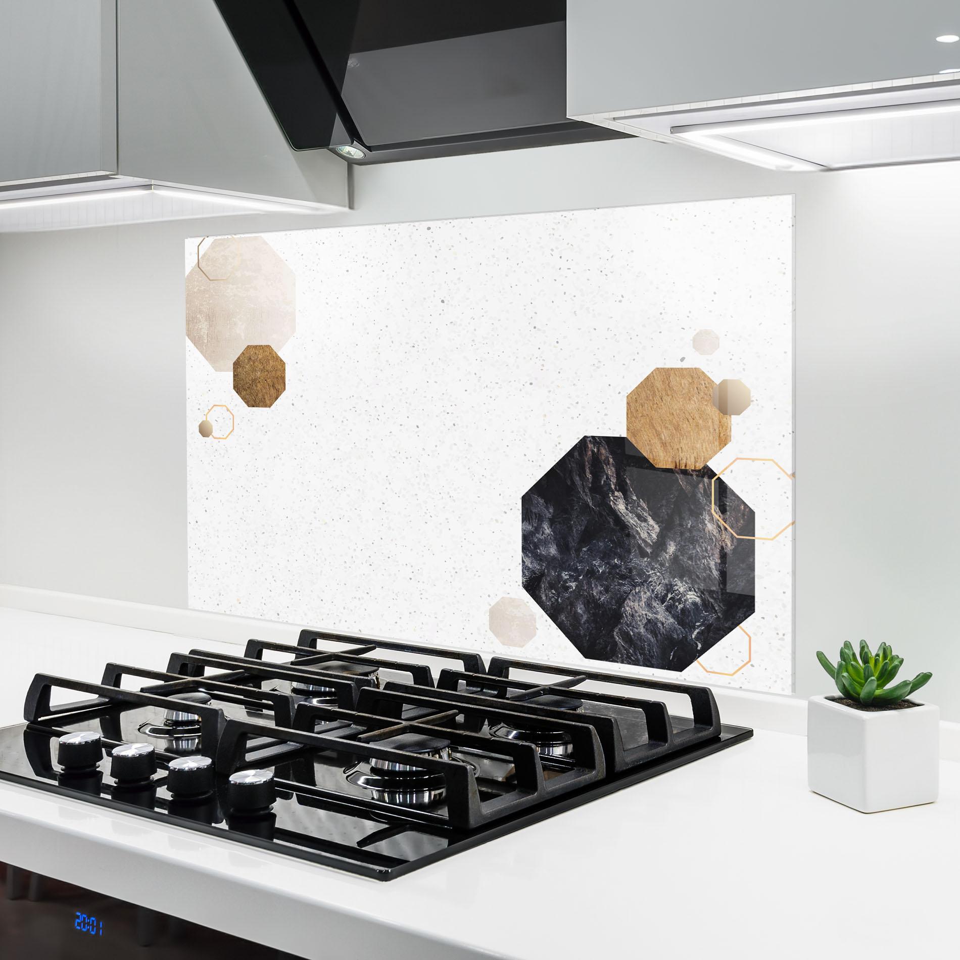 Küchenrückwand Glas Big Hexagon mockup 6