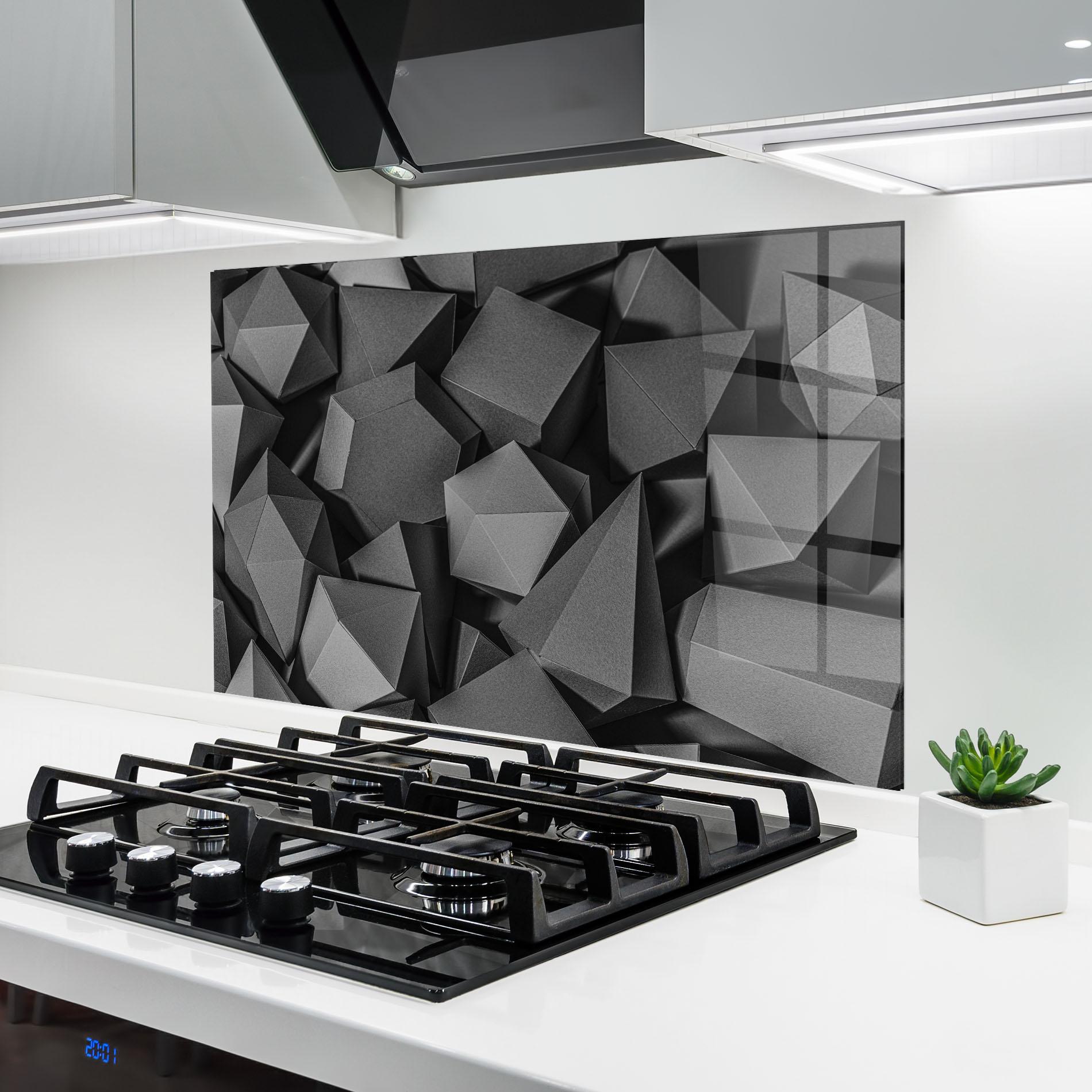 Küchenrückwand Glas Black Geometric Shapes mockup 6
