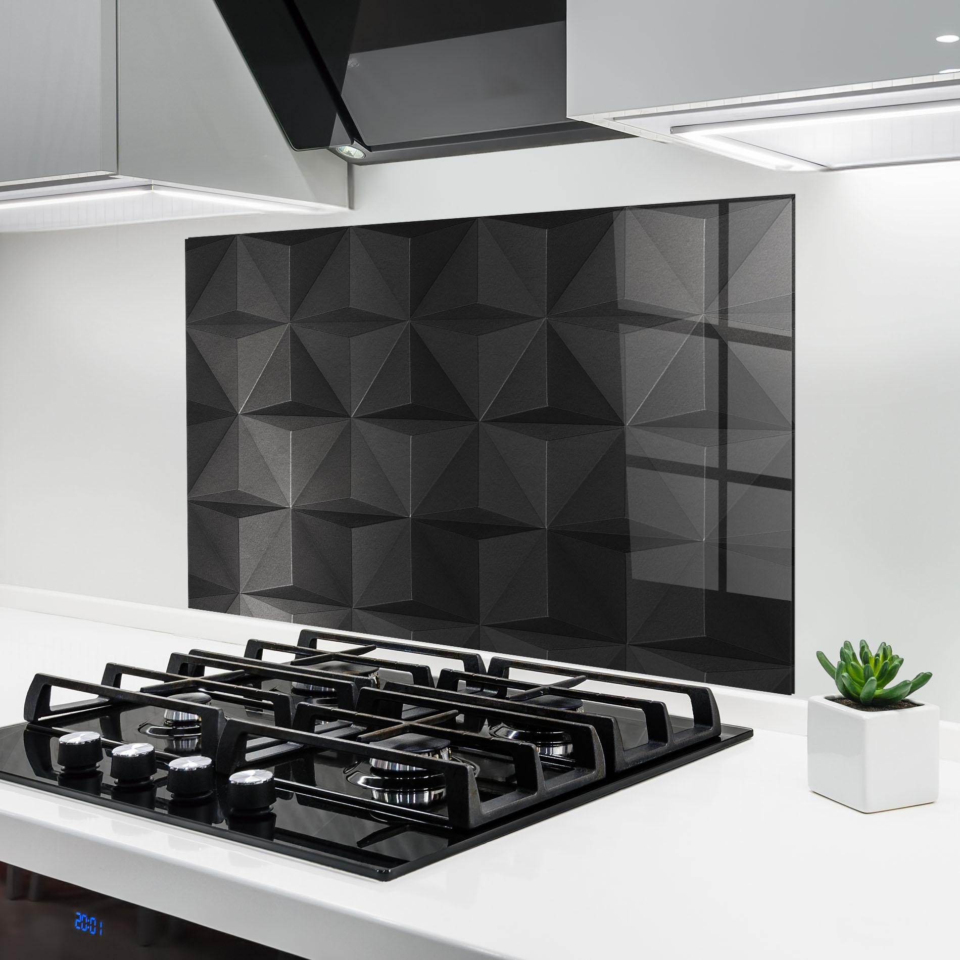 Küchenrückwand Glas Black Shade Triangle mockup 6