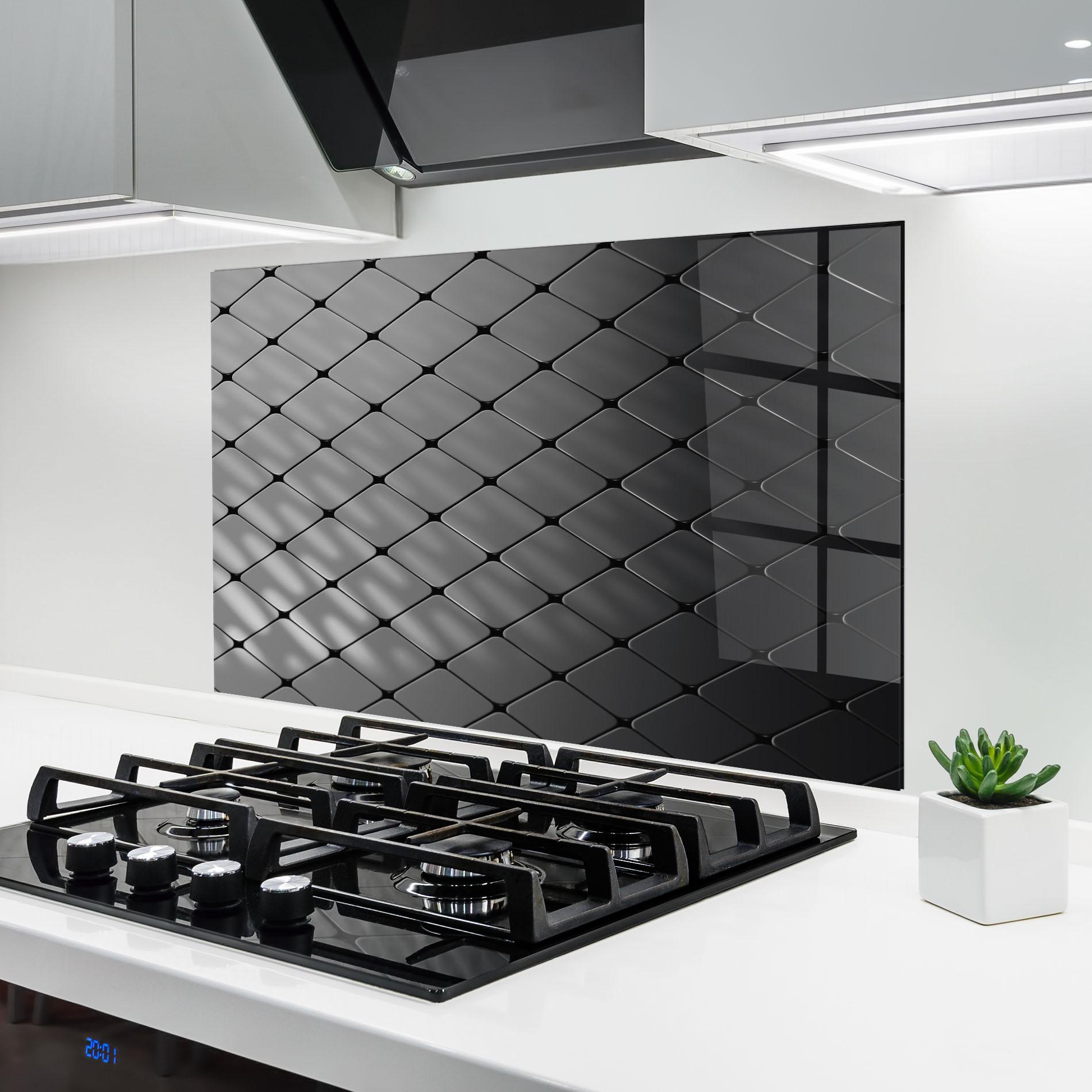 Küchenrückwand Glas Black Square Shapes mockup 6