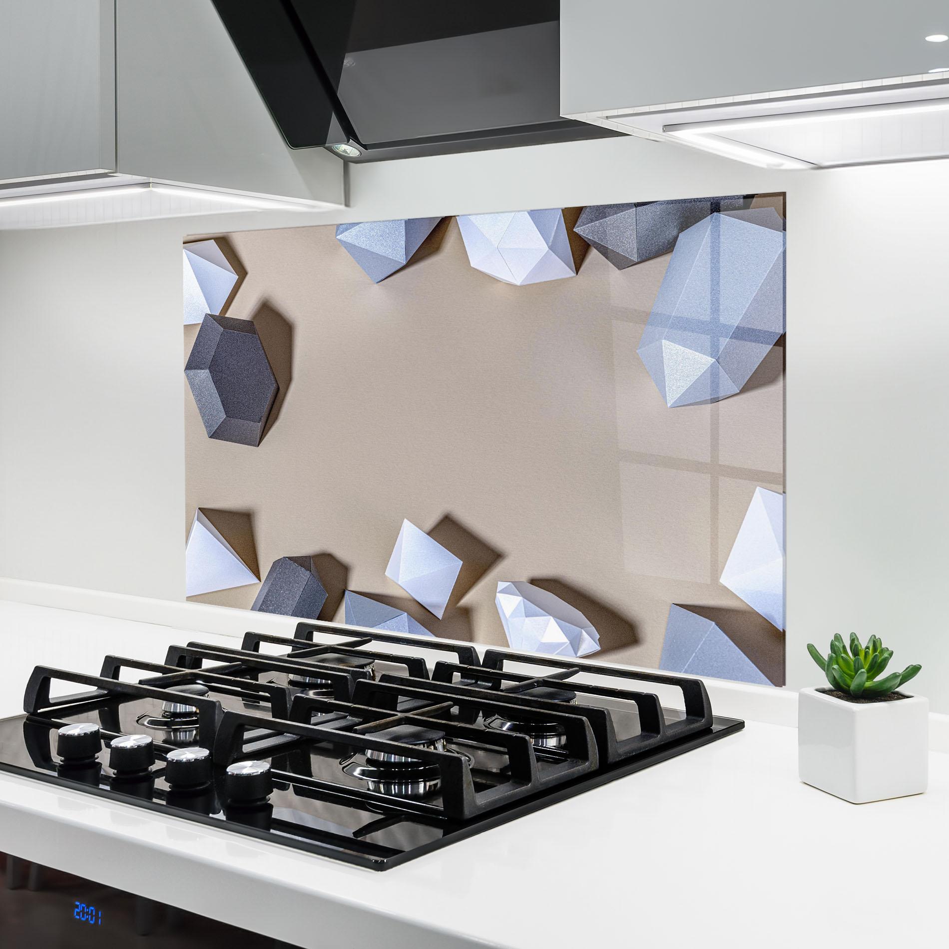 Küchenrückwand Glas Geometric 3d Shapes mockup 6