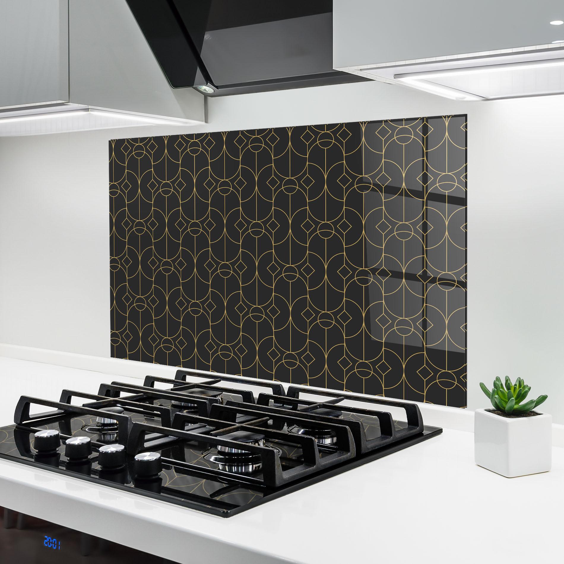 Küchenrückwand Glas Gold Geometric mockup 6