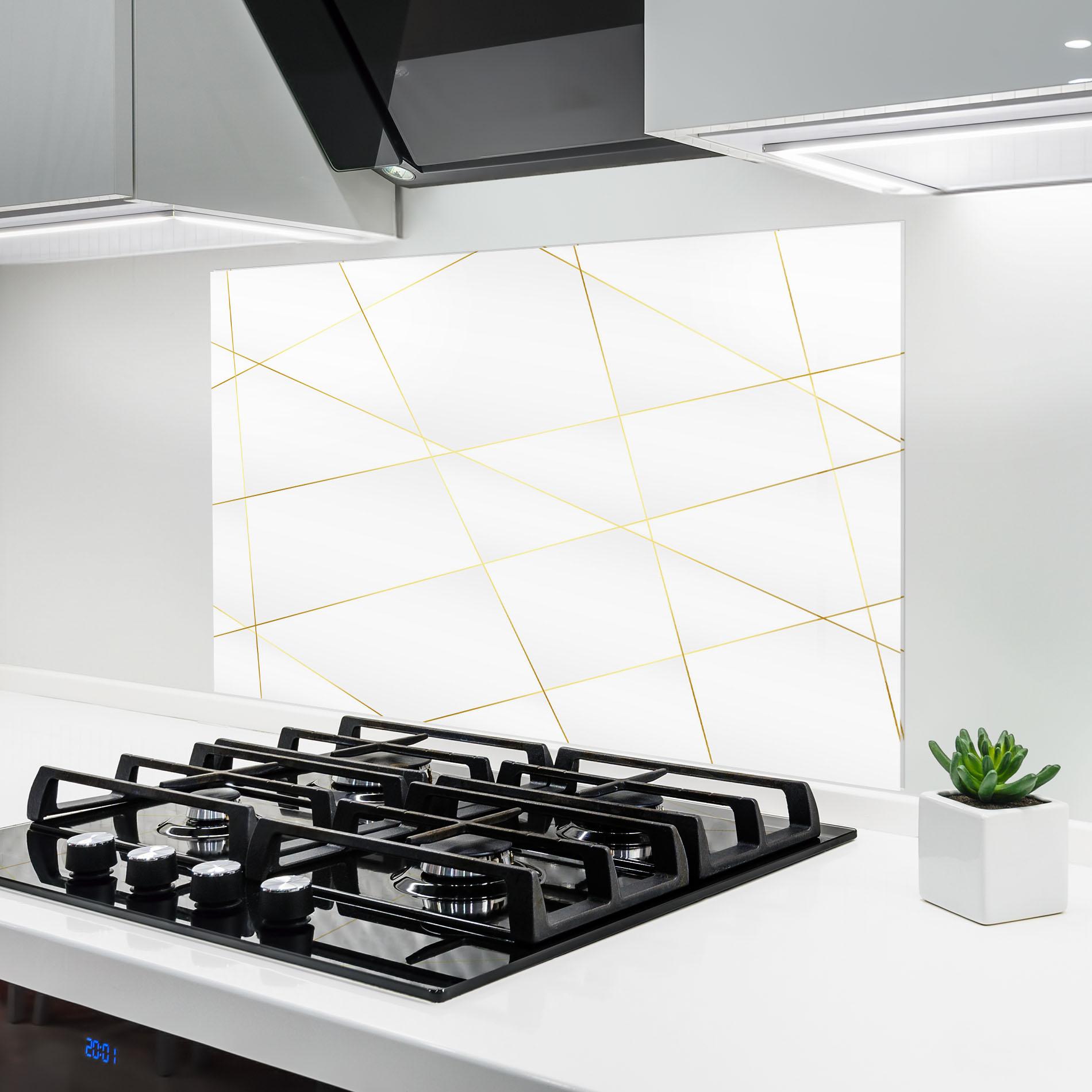 Küchenrückwand Glas Golden Line White mockup 6
