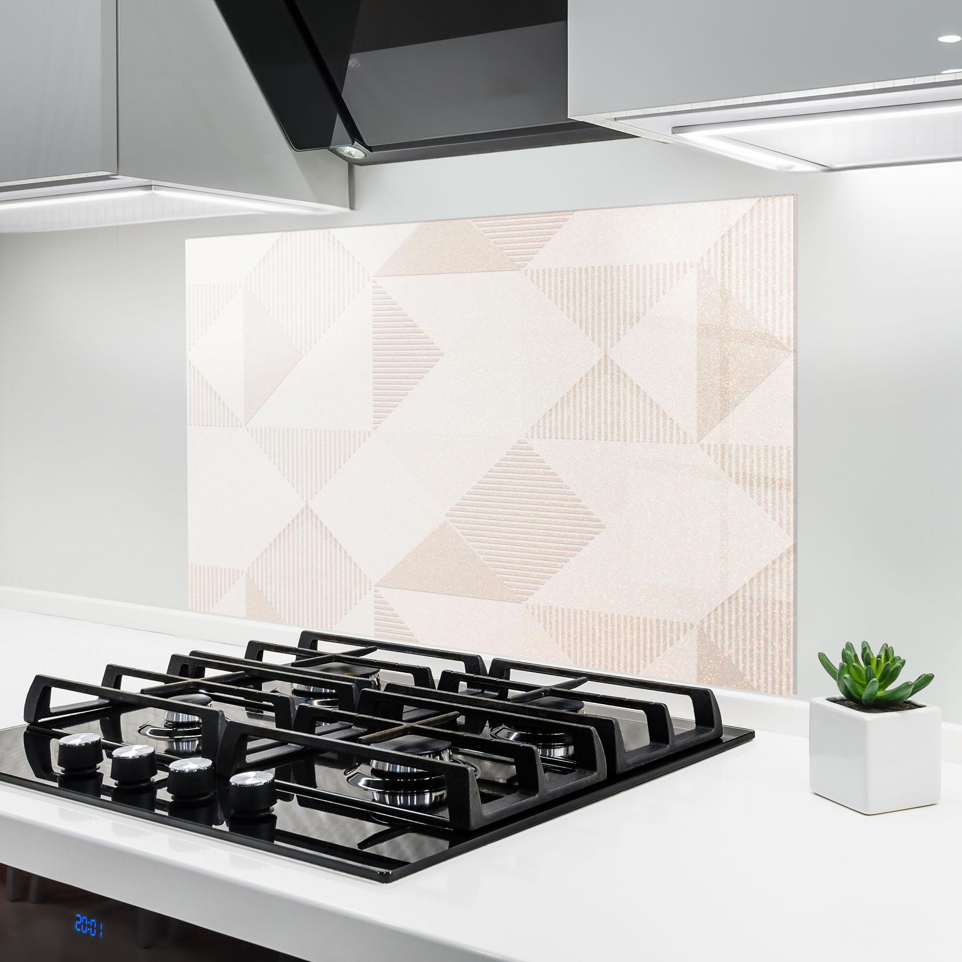 Küchenrückwand Glas Light Cream Rhombus mockup 6