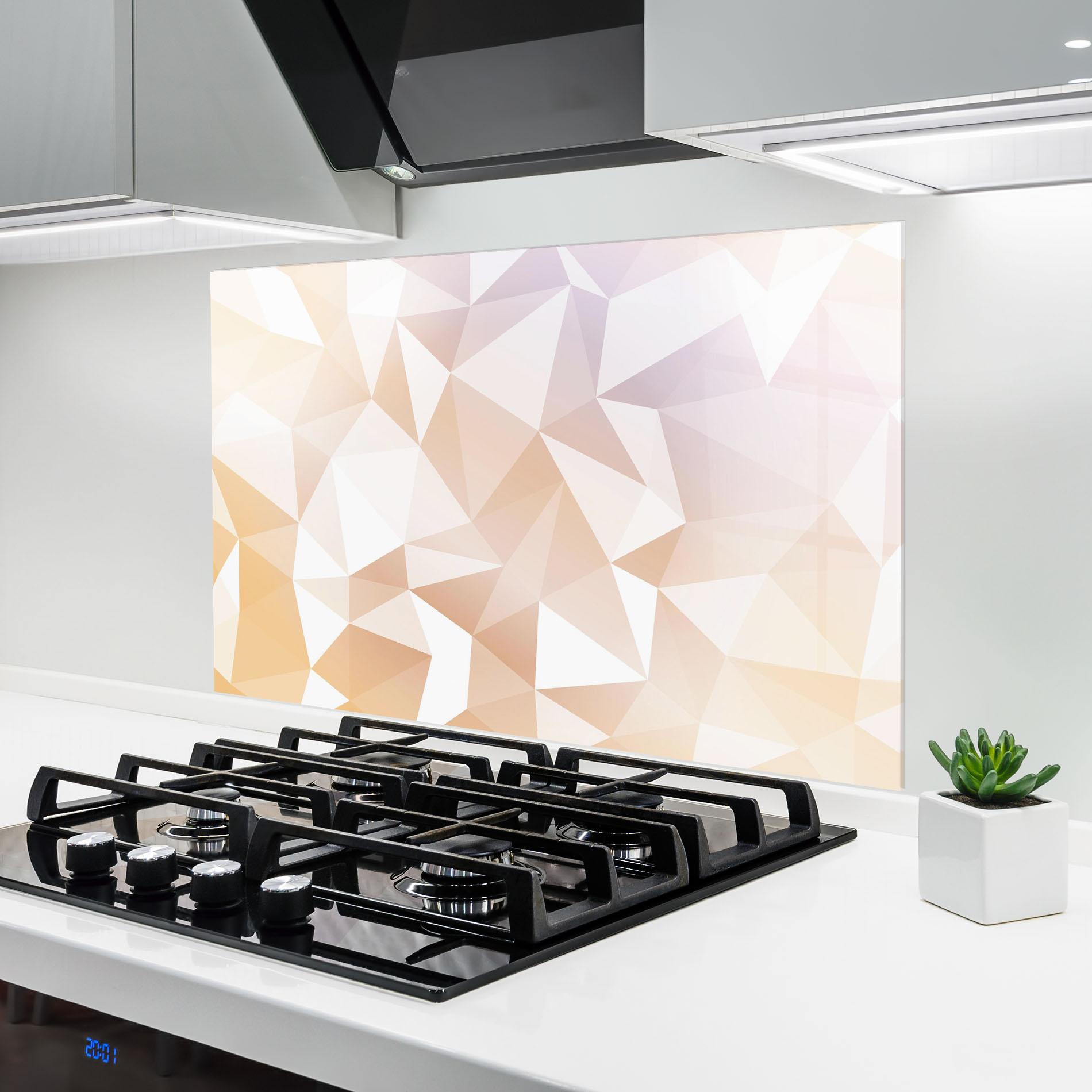 Küchenrückwand Glas Light Pink Triangle mockup 6