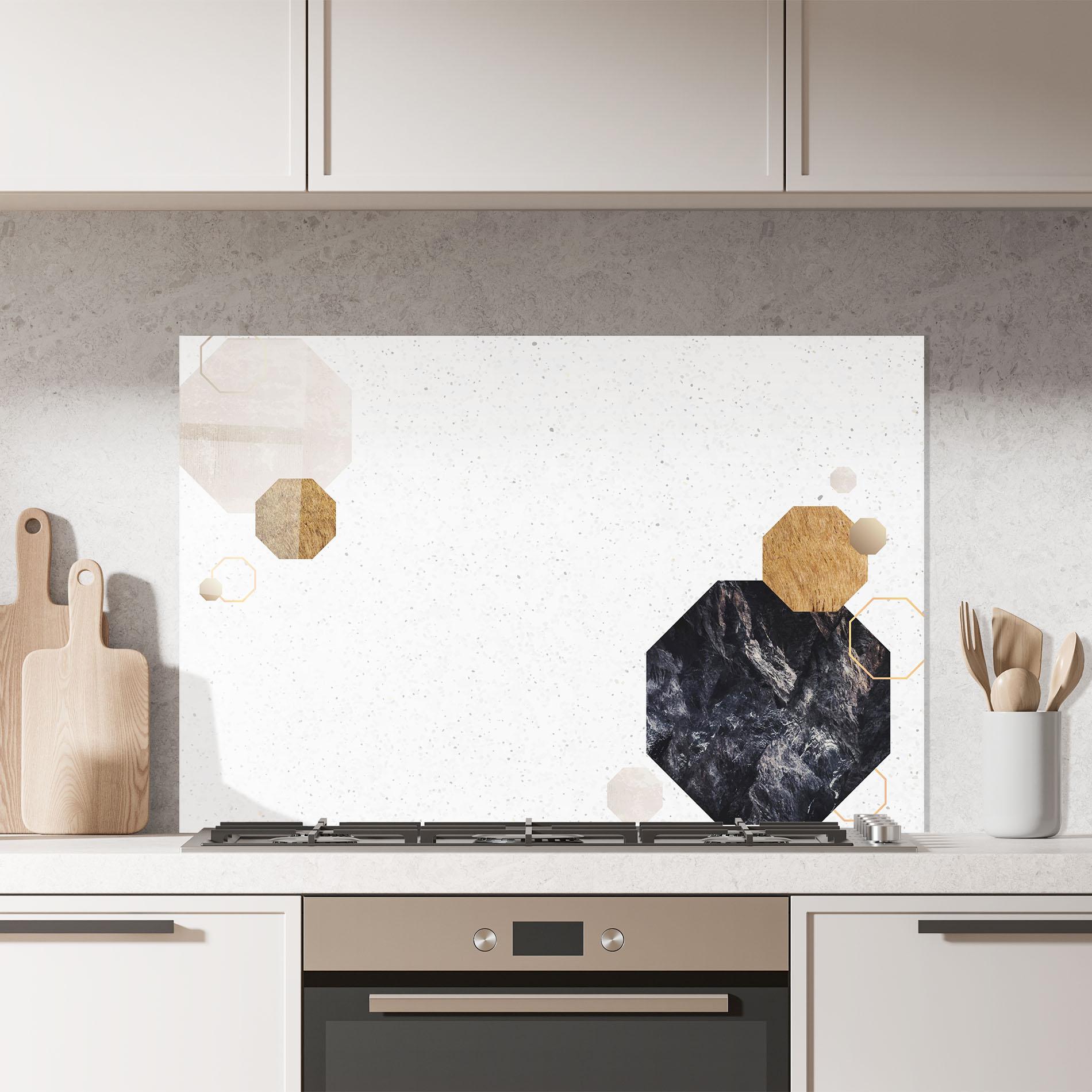 Küchenrückwand Glas Big Hexagon mockup 7