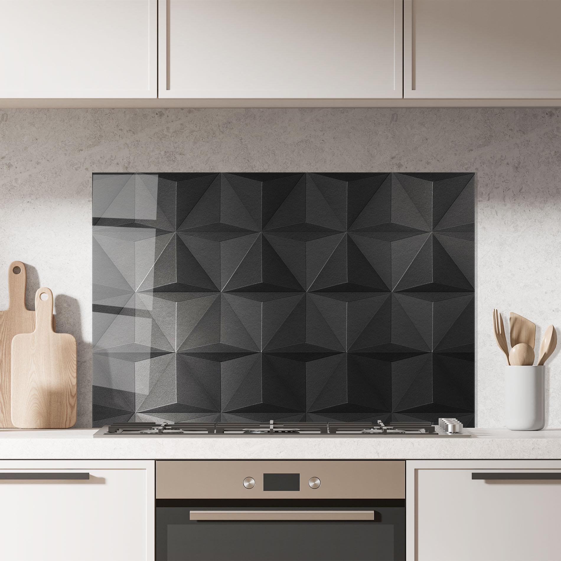 Küchenrückwand Glas Black Shade Triangle mockup 7
