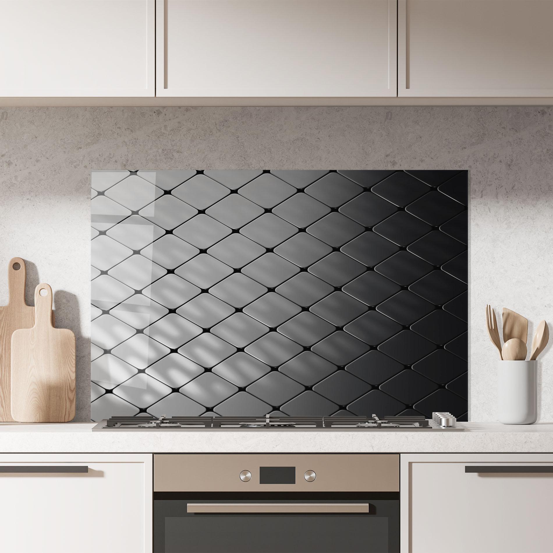 Küchenrückwand Glas Black Square Shapes mockup 7