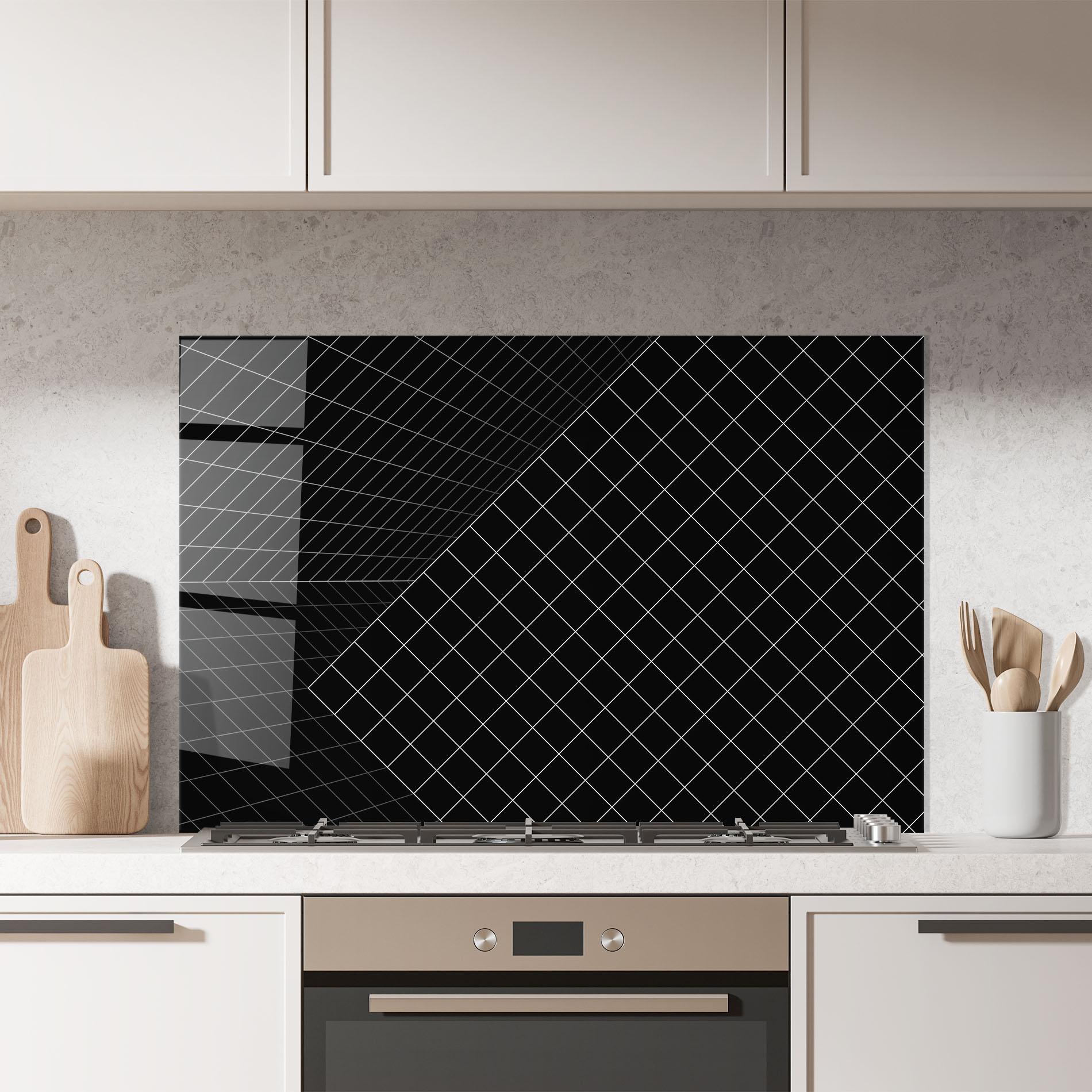 Küchenrückwand Glas Black Square mockup 7