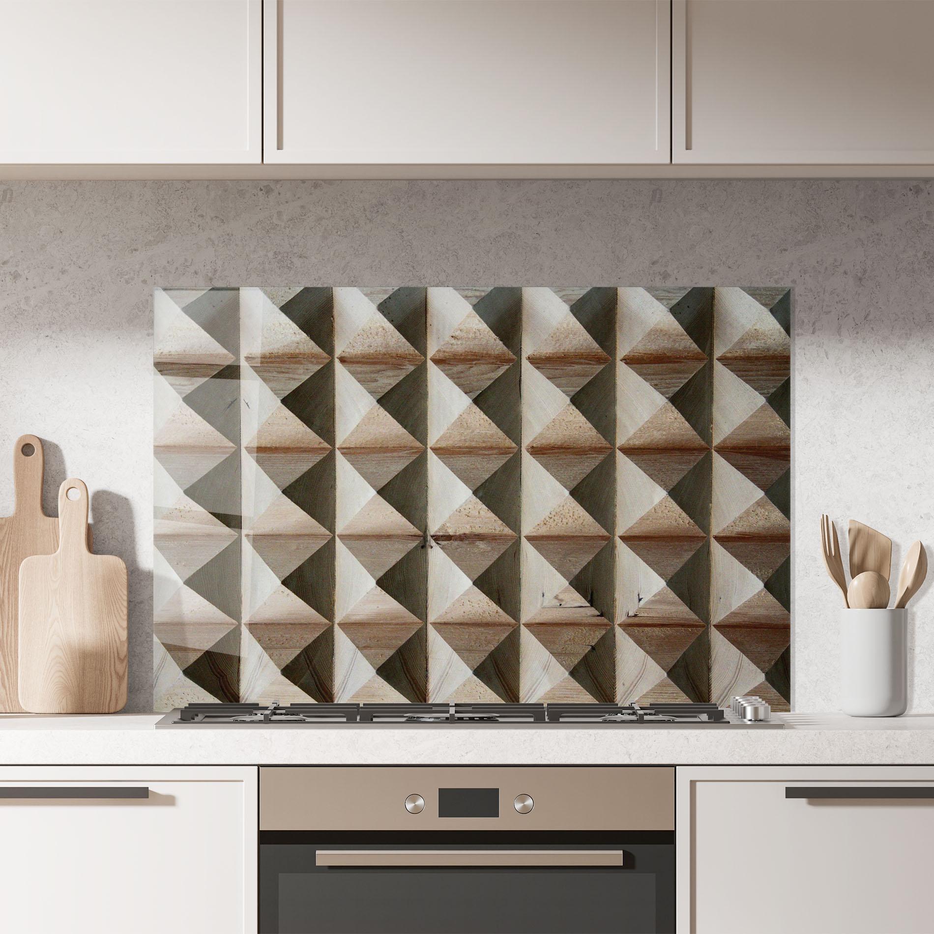 Küchenrückwand Glas Cream Pyramid mockup 7