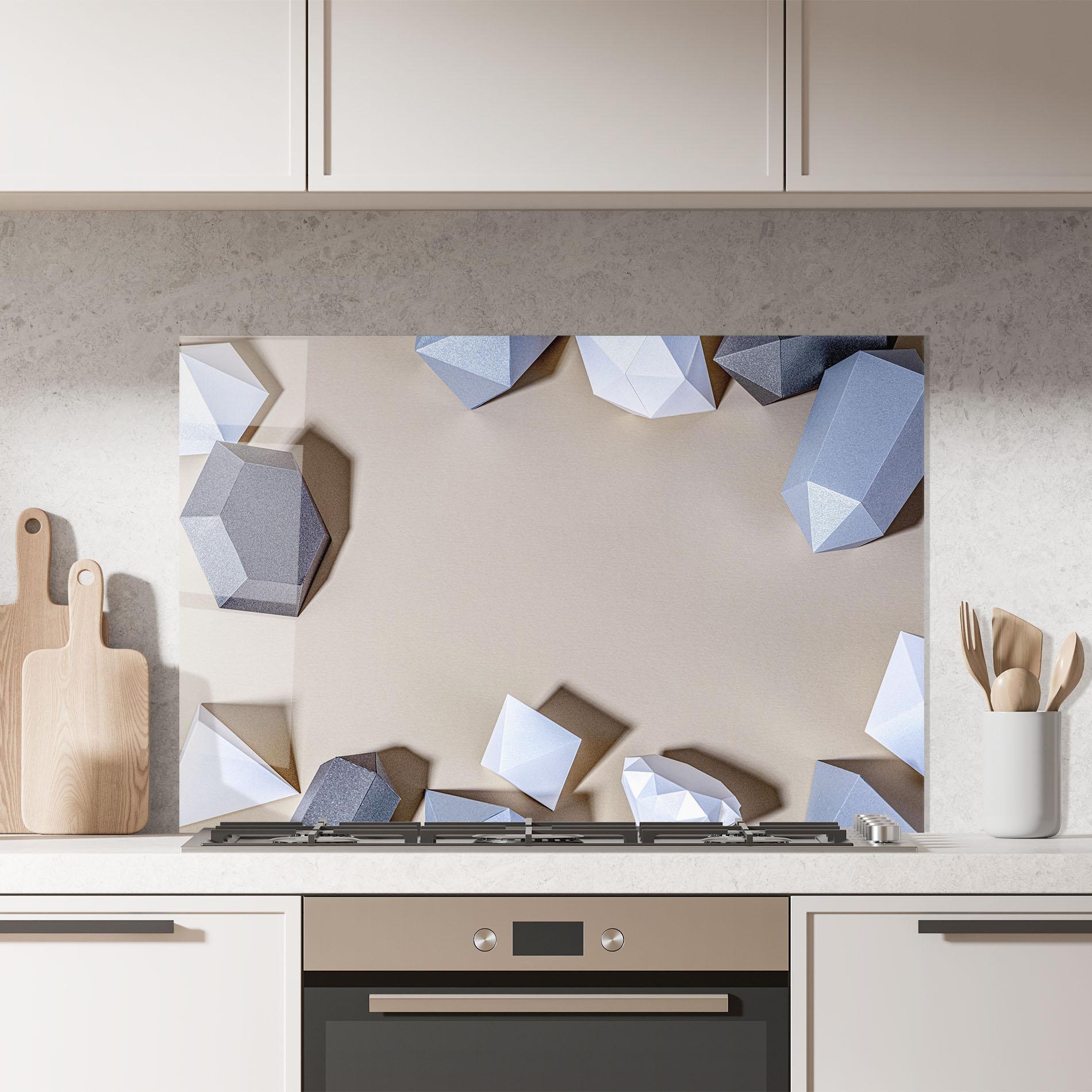 Küchenrückwand Glas Geometric 3d Shapes mockup 7