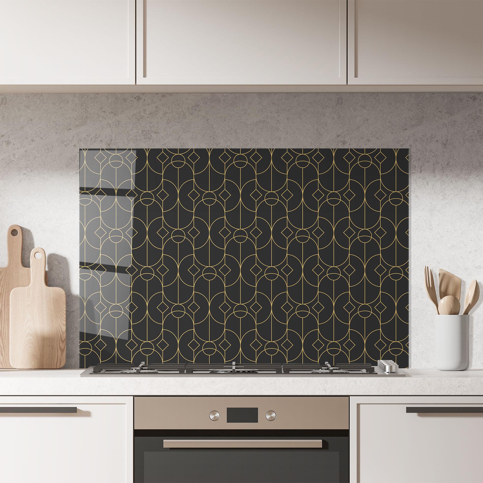 Küchenrückwand Glas Gold Geometric mockup 7