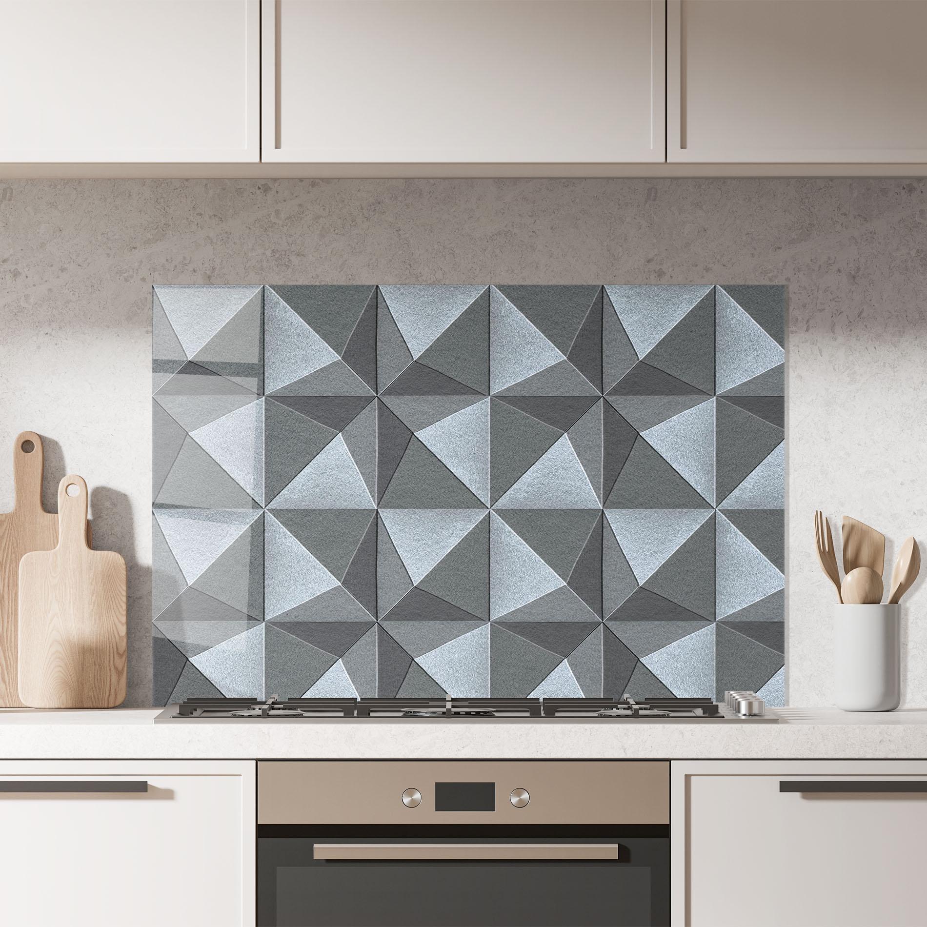 Küchenrückwand Glas Grey Triangle Square mockup 7