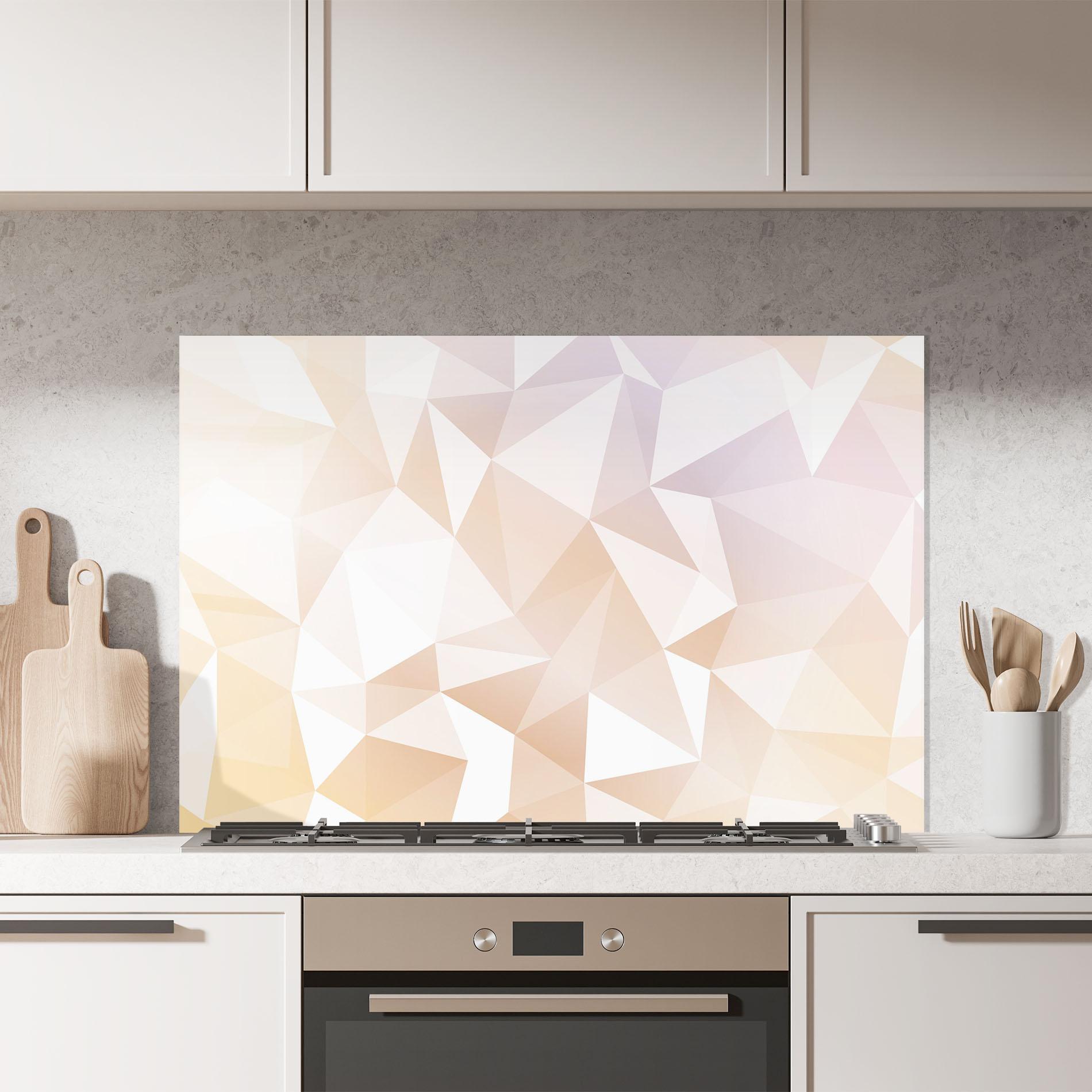 Küchenrückwand Glas Light Pink Triangle mockup 7