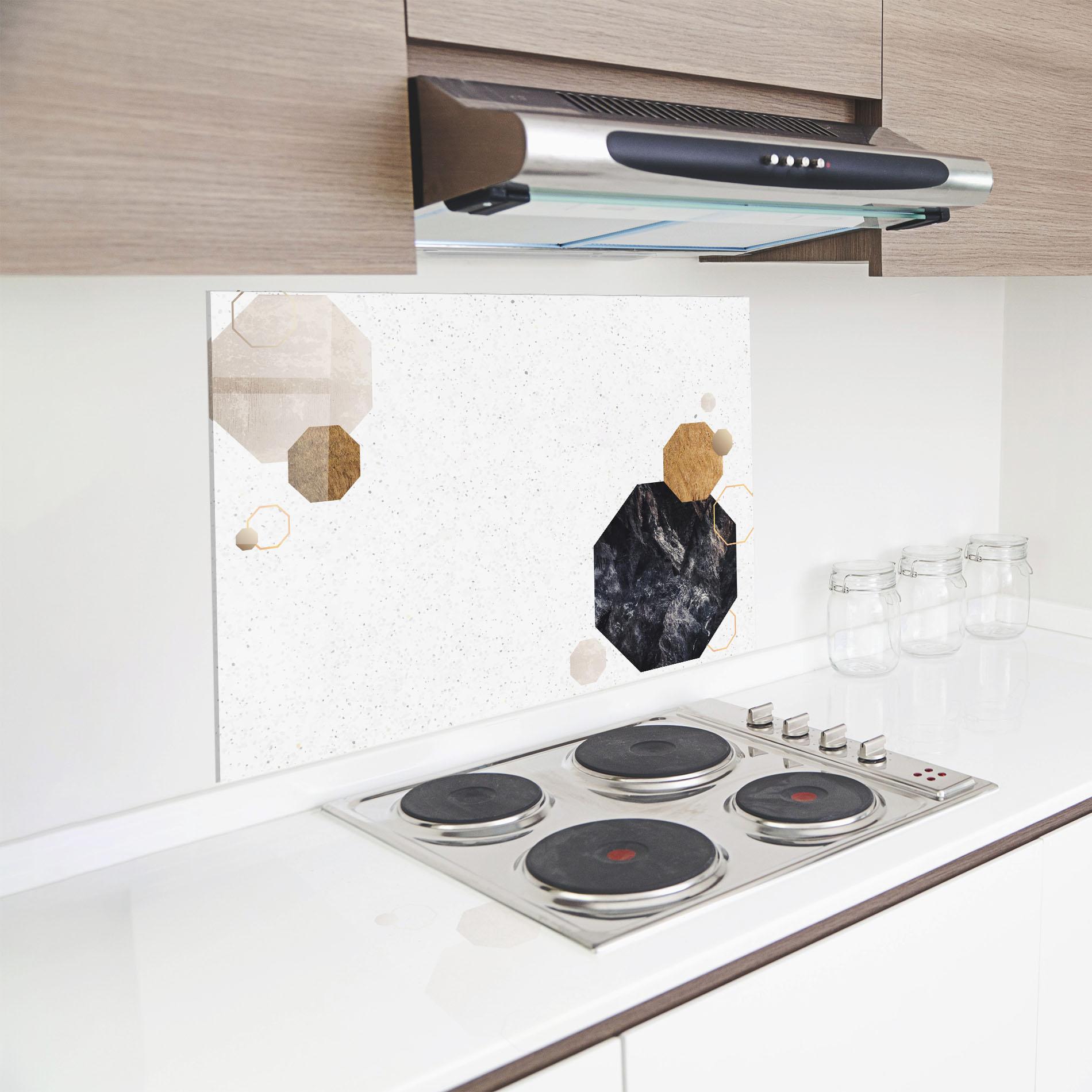 Küchenrückwand Glas Big Hexagon mockup 8