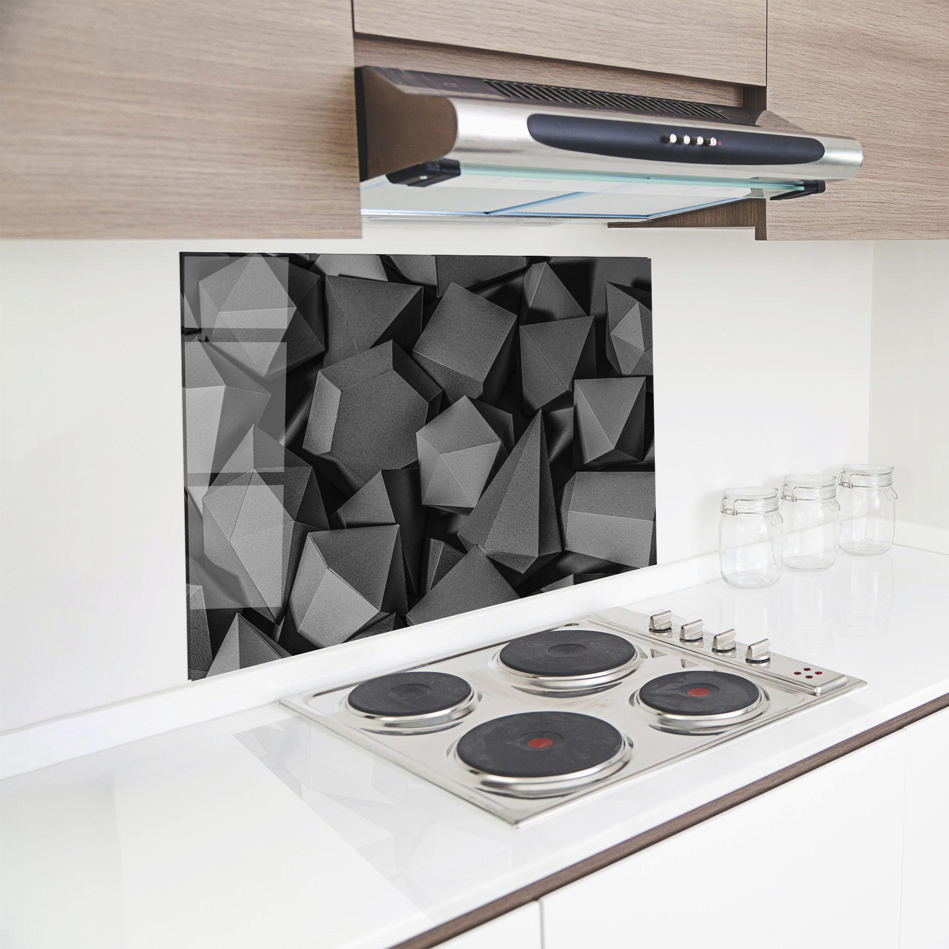 Küchenrückwand Glas Black Geometric Shapes mockup 8