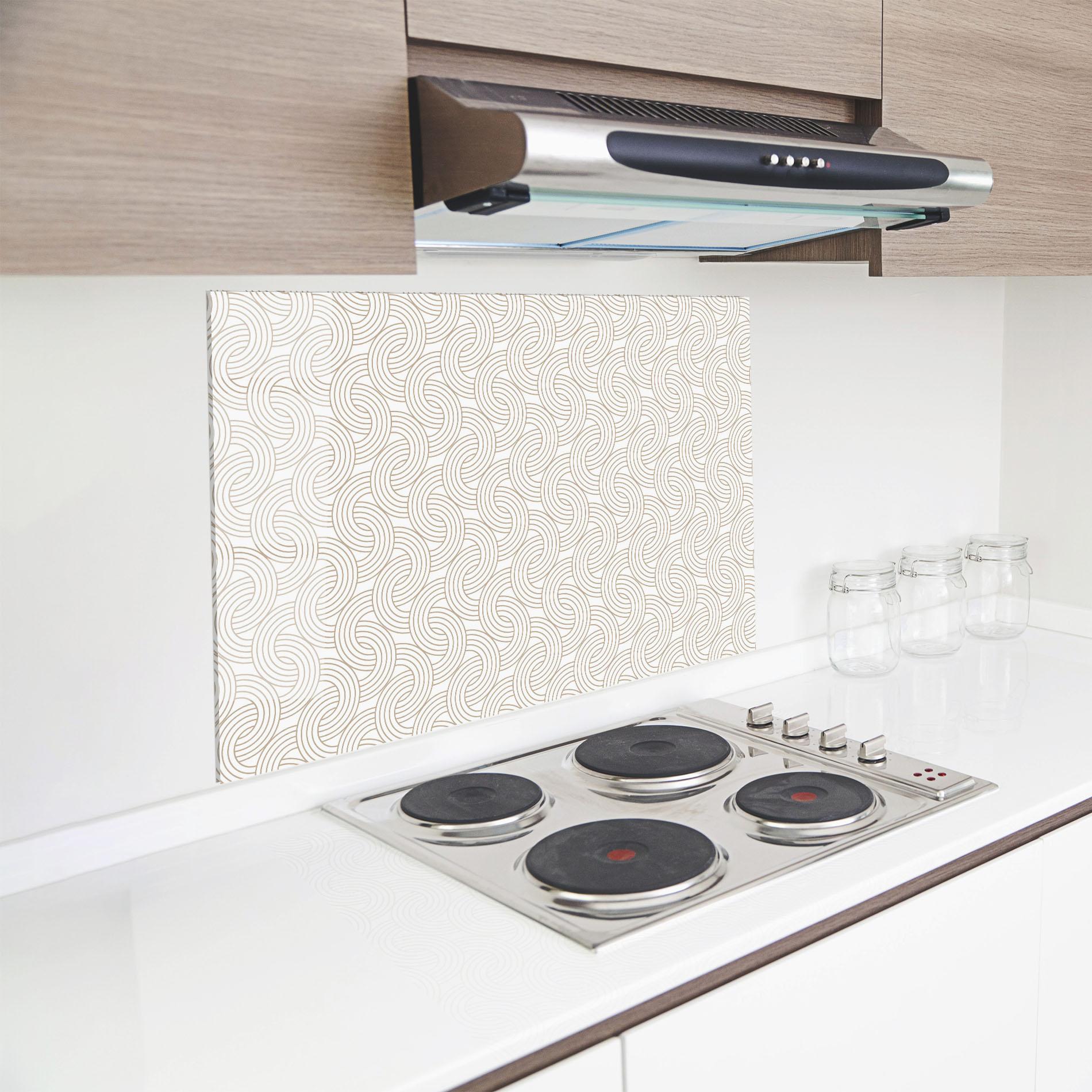 Küchenrückwand Glas Cream Lines mockup 8