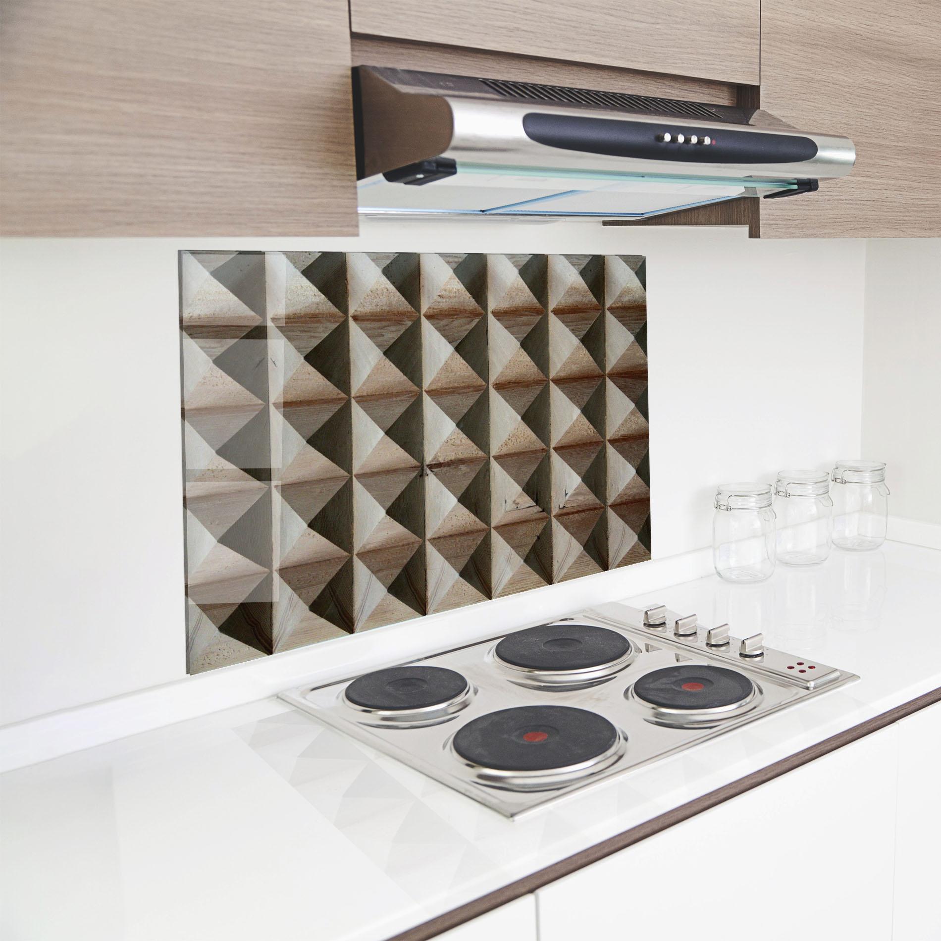 Küchenrückwand Glas Cream Pyramid mockup 8
