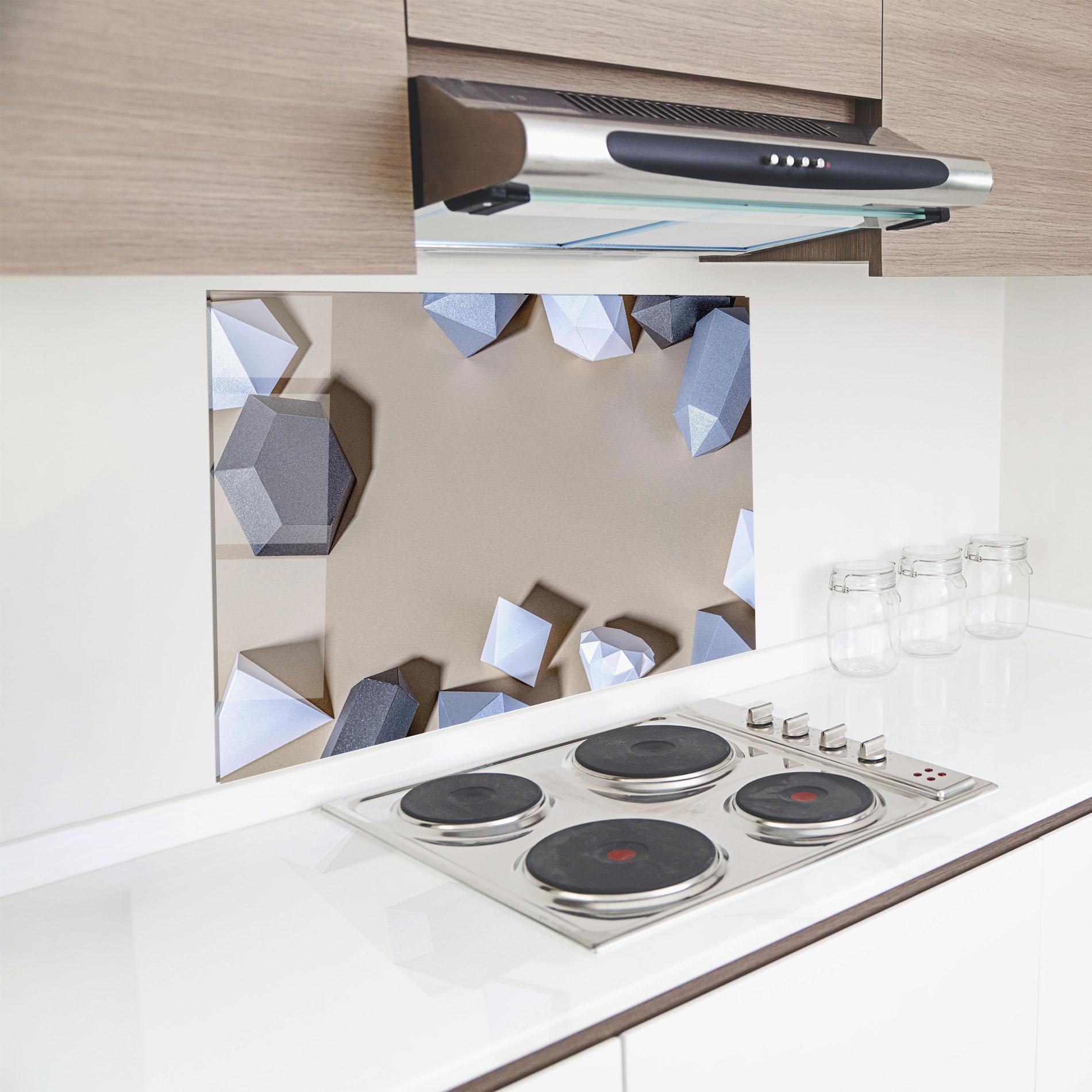 Küchenrückwand Glas Geometric 3d Shapes mockup 8