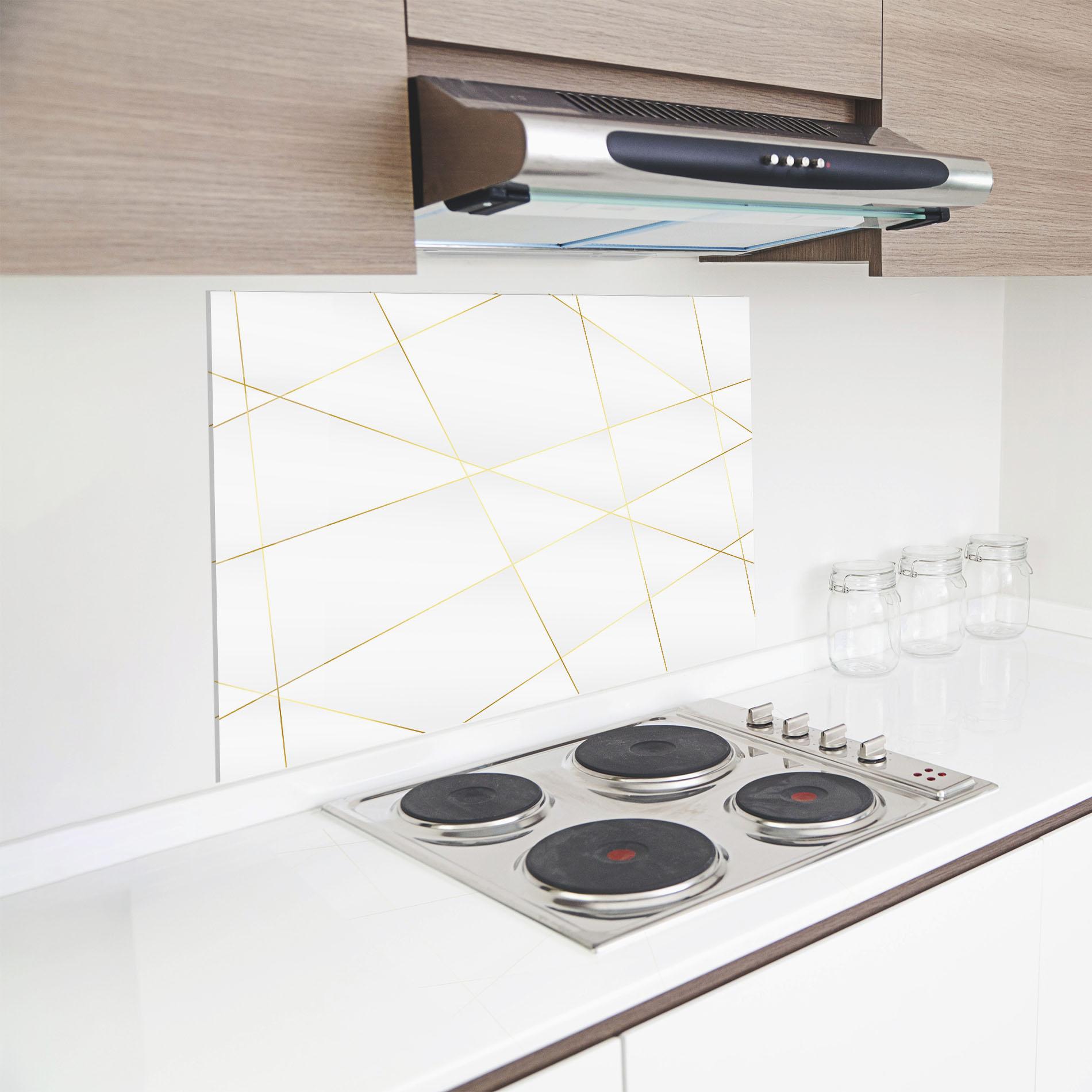 Küchenrückwand Glas Golden Line White mockup 8