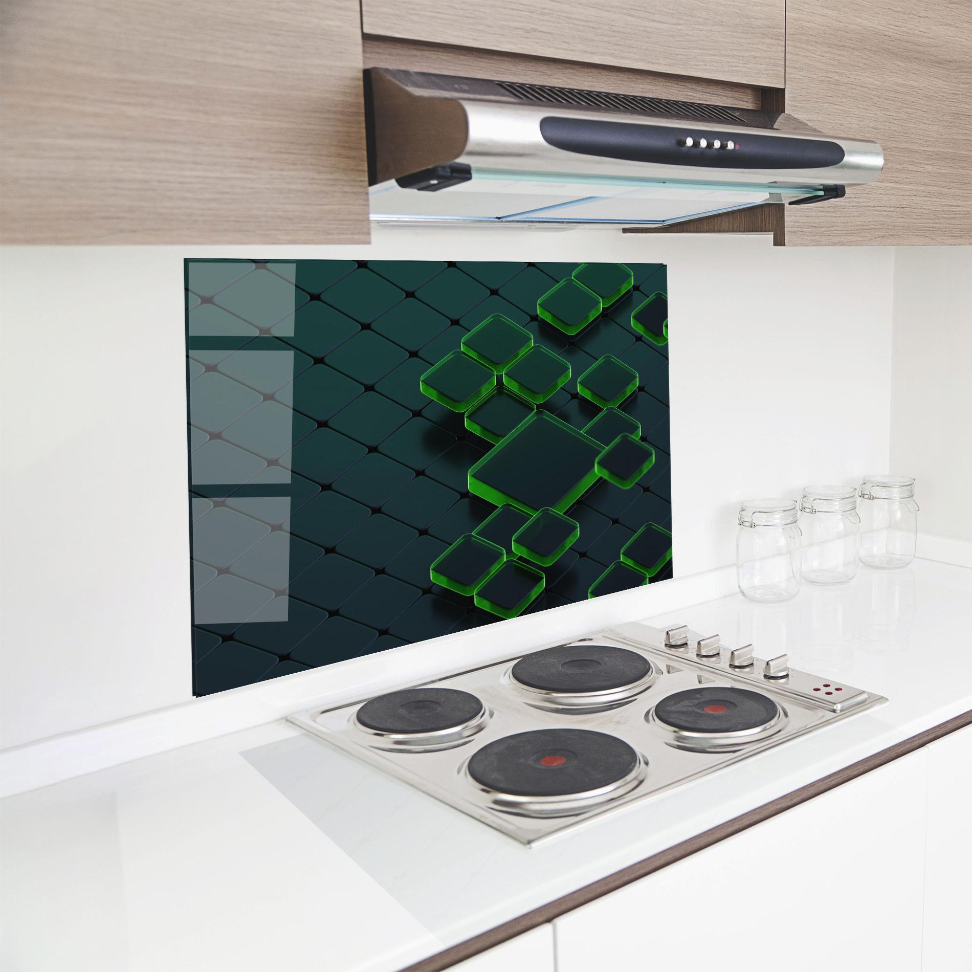 Küchenrückwand Glas Green Square Floating mockup 8