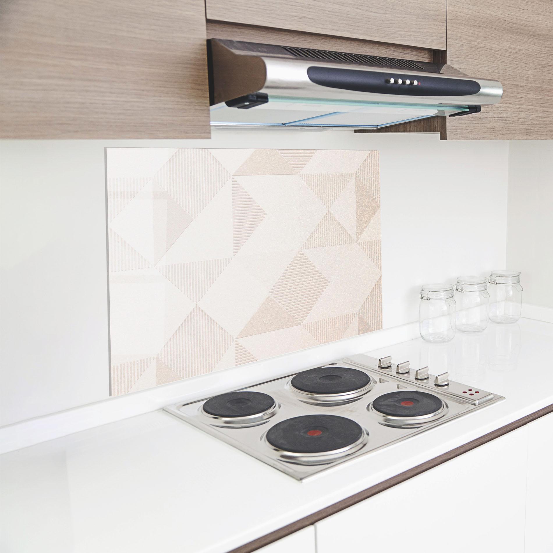 Küchenrückwand Glas Light Cream Rhombus mockup 8