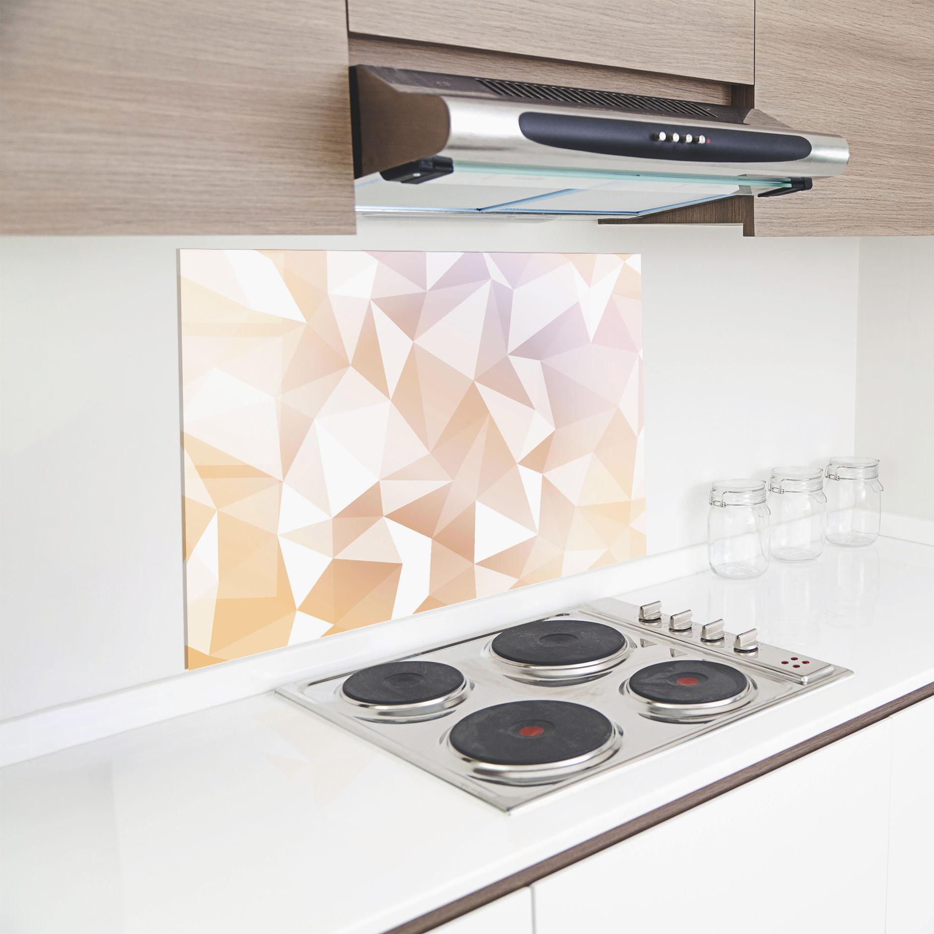 Küchenrückwand Glas Light Pink Triangle mockup 8