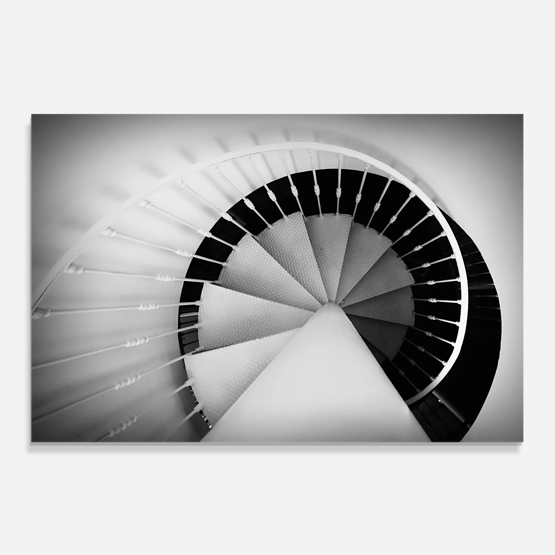 Küchenrückwand Glas Black Circle Stairs mockup 0