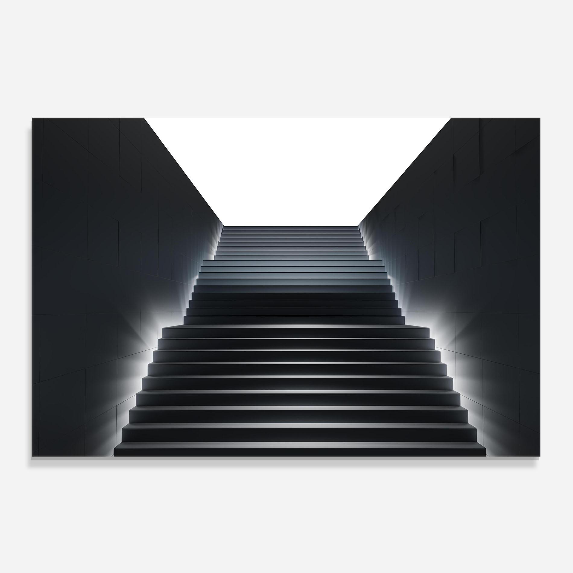Küchenrückwand Glas Dark Stairs mockup 0