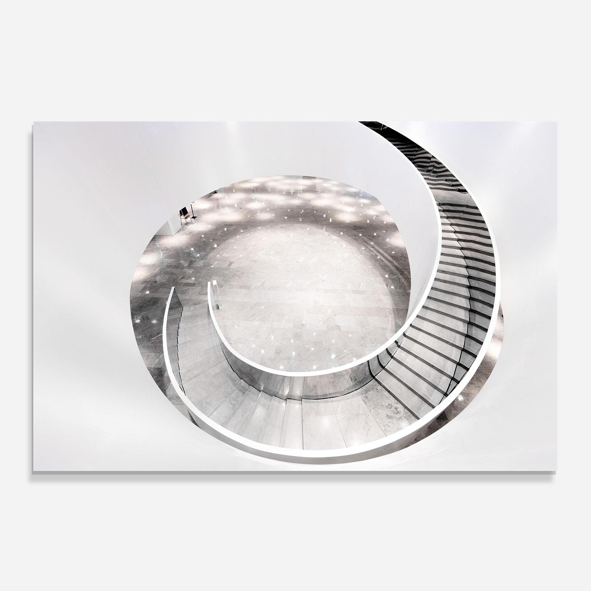 Küchenrückwand Glas Light Grey Spiral mockup 0