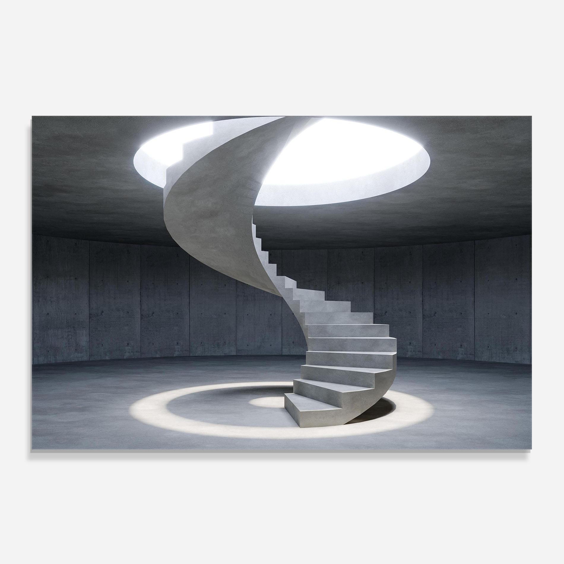 Küchenrückwand Glas Spiral White Staircase mockup 0