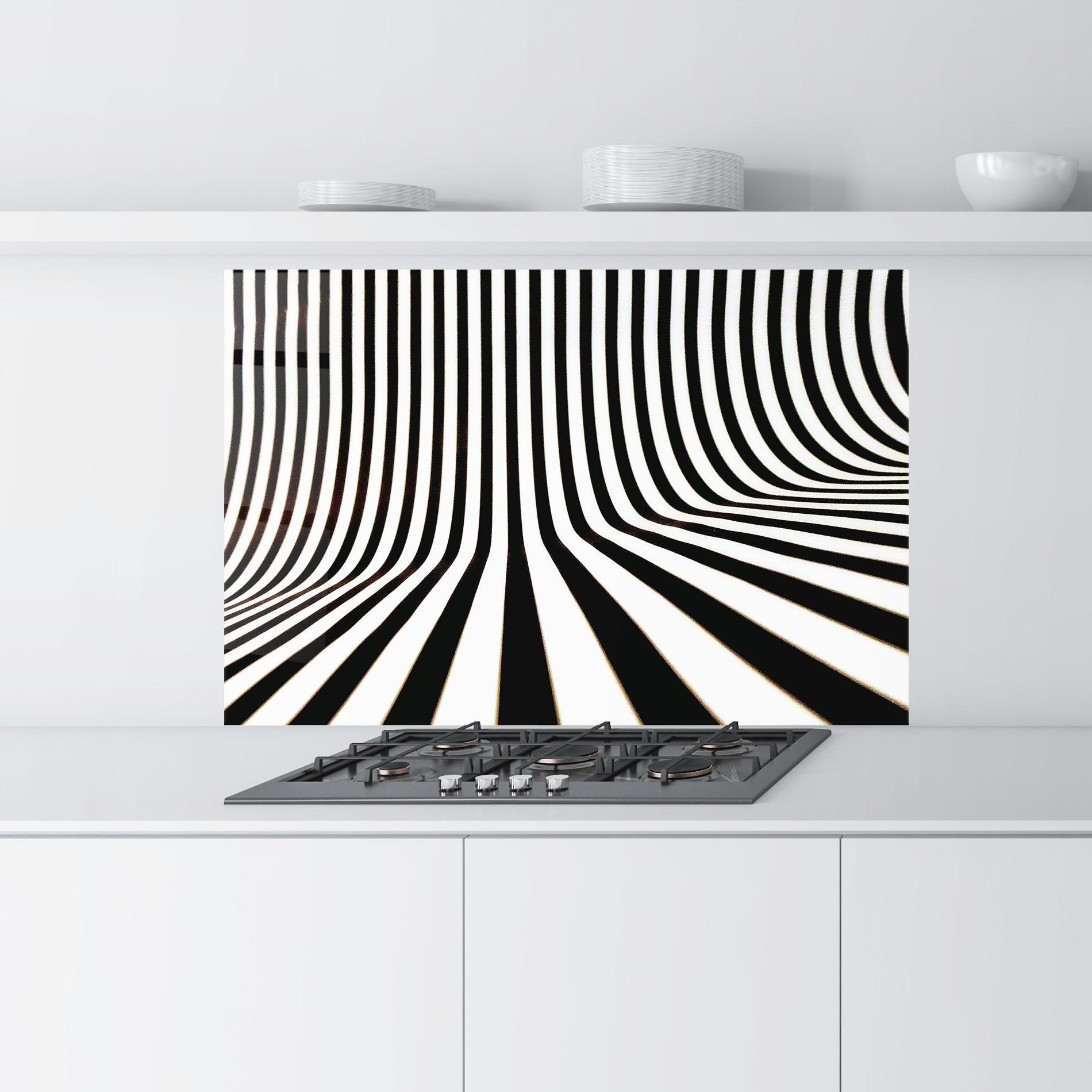 Küchenrückwand Glas Black And White Illusion mockup 9
