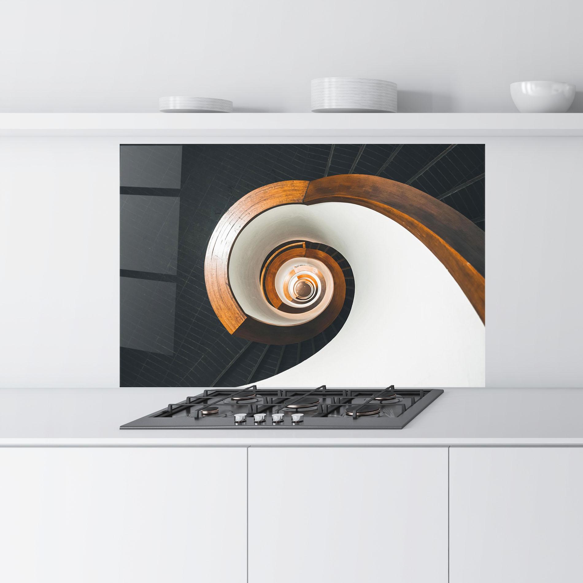 Küchenrückwand Glas Black Spiral Stairs mockup 9