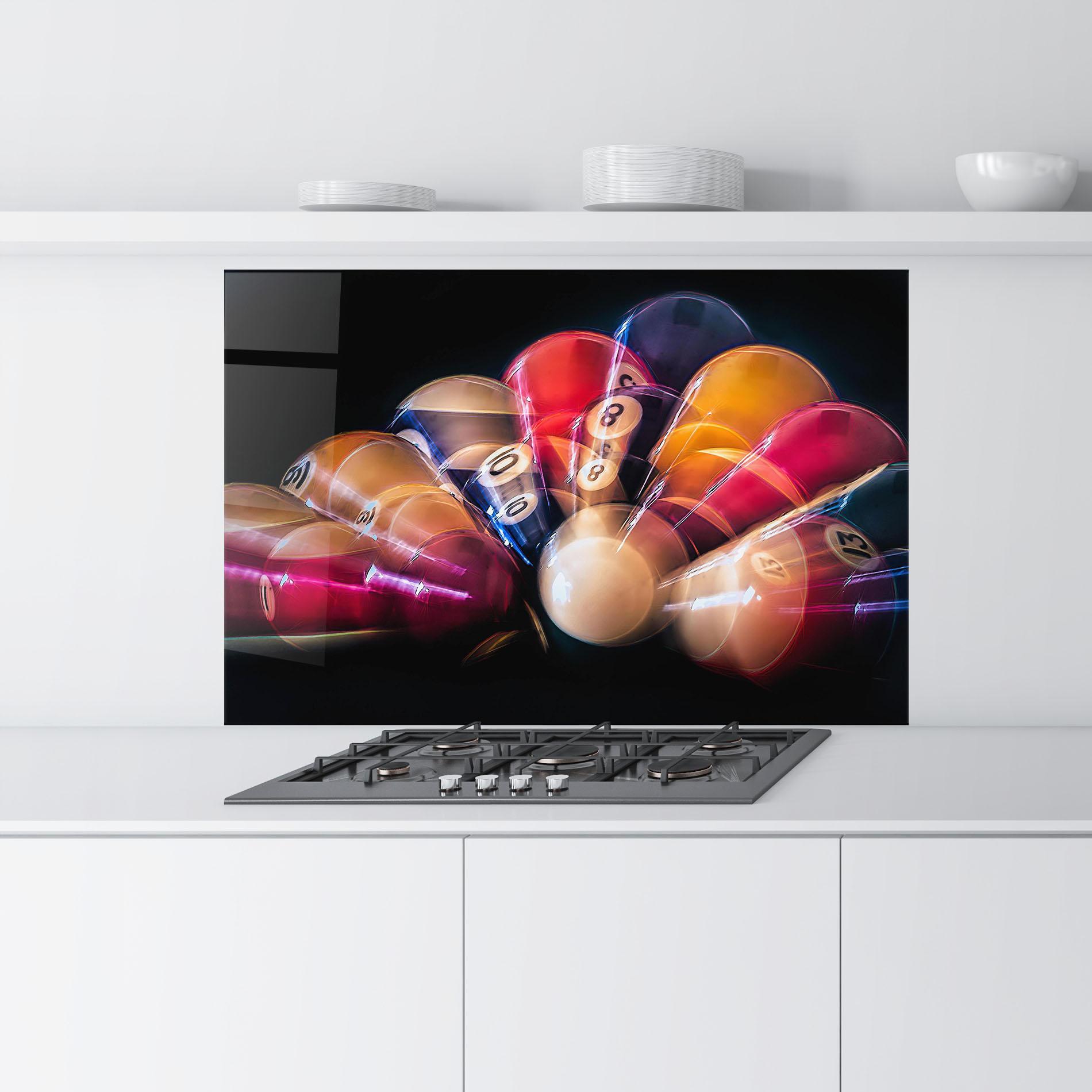 Küchenrückwand Glas Bowling Balls mockup 9