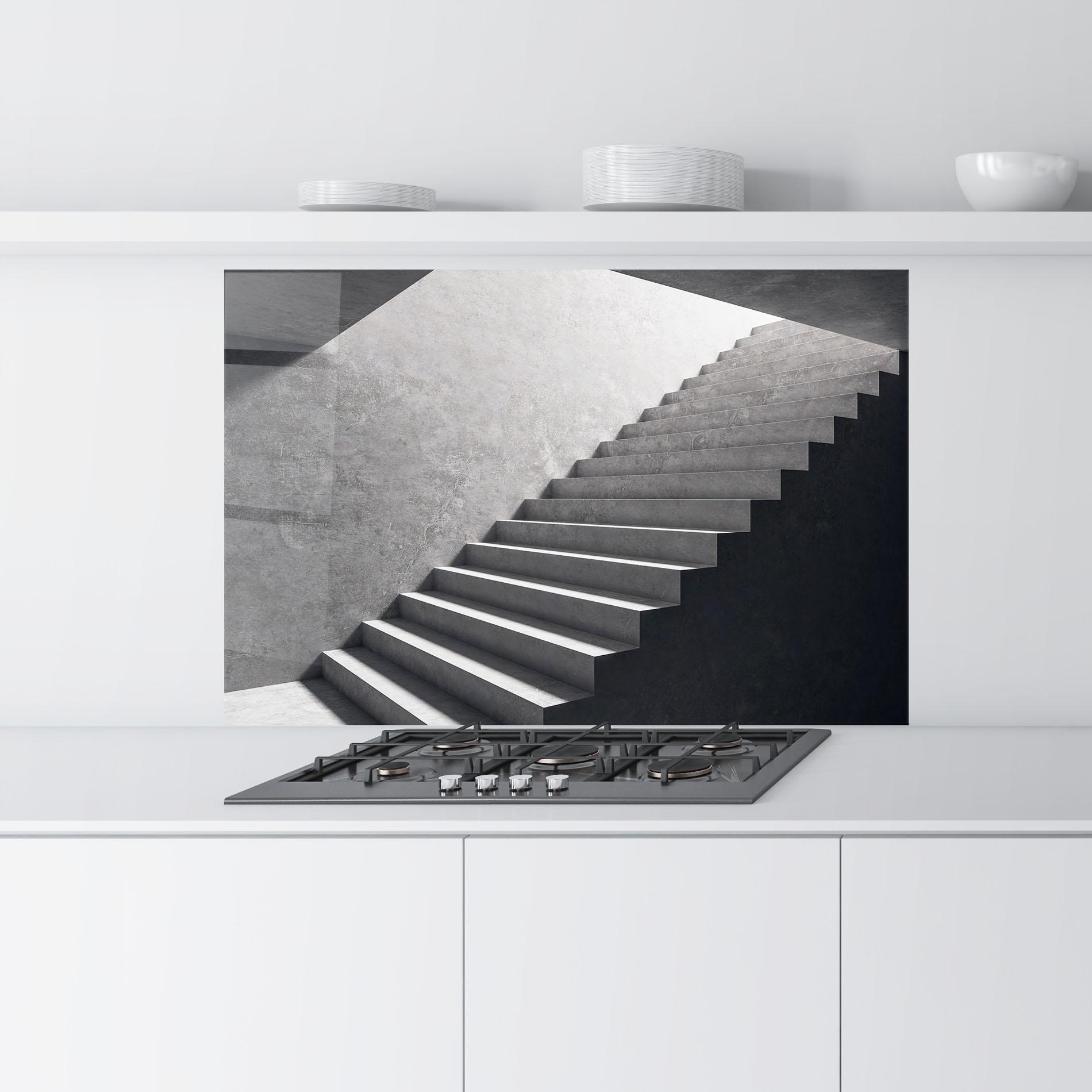 Küchenrückwand Glas Concrete Stairs mockup 9