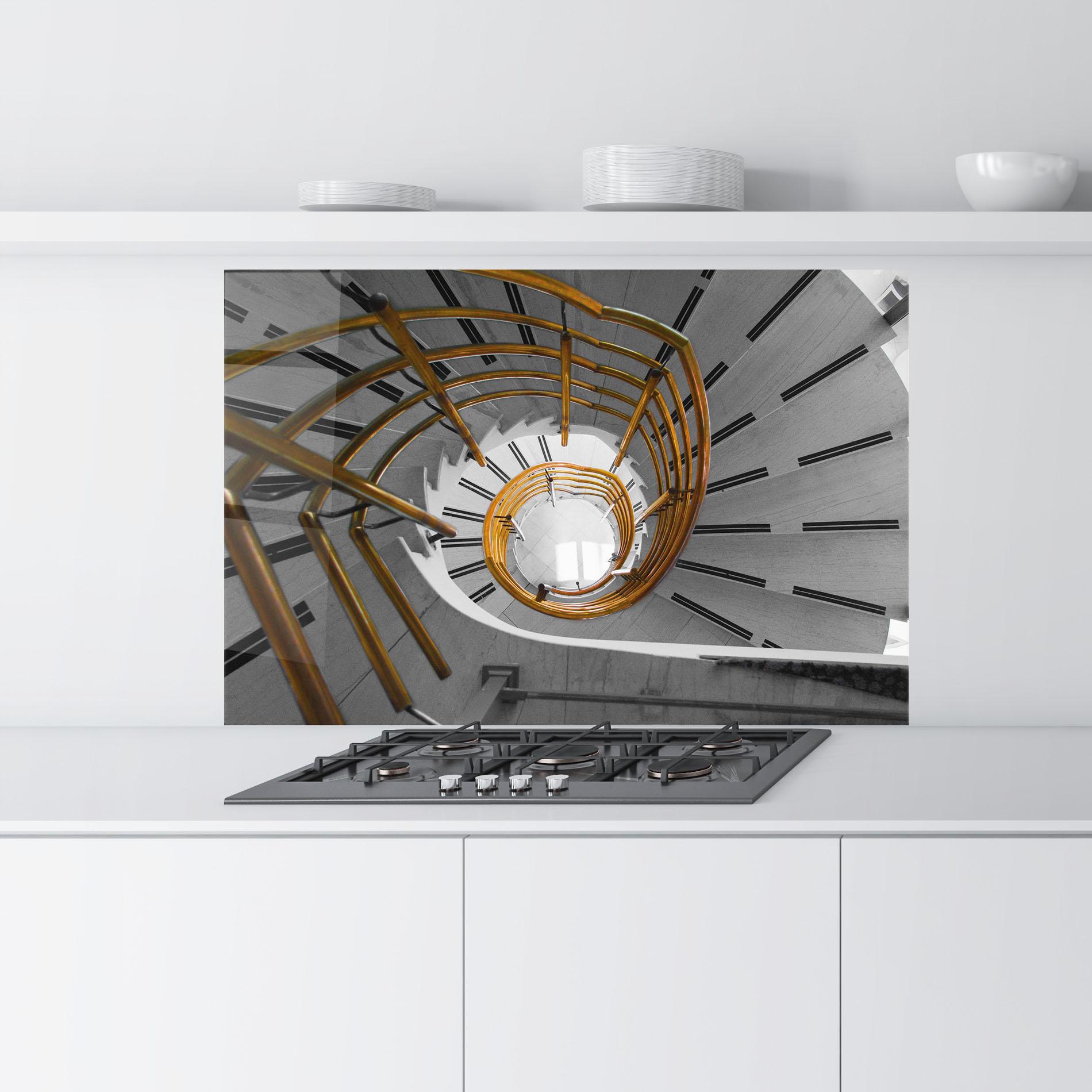 Küchenrückwand Glas Gold Bar Stairs mockup 9