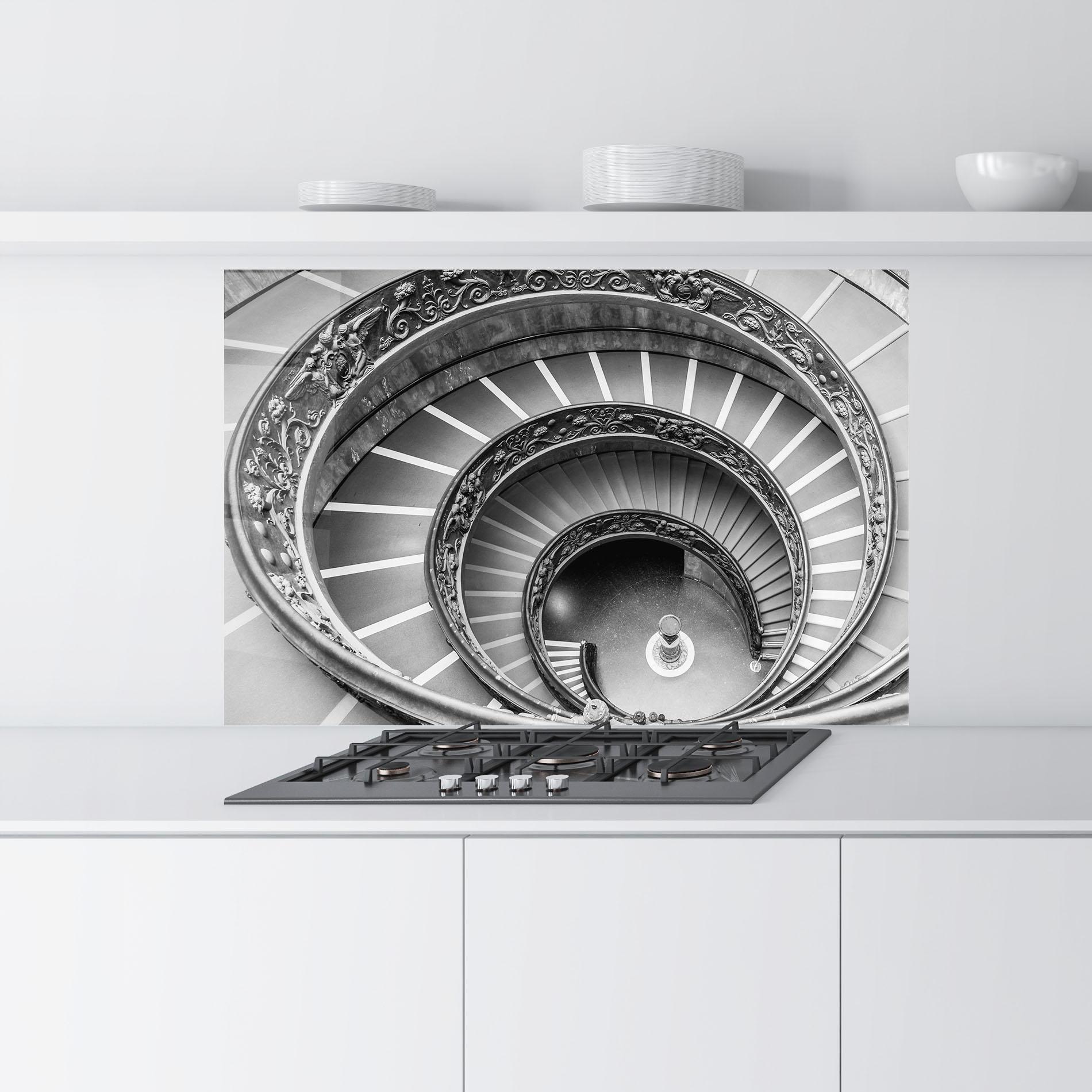 Küchenrückwand Glas Grey Spiral mockup 9